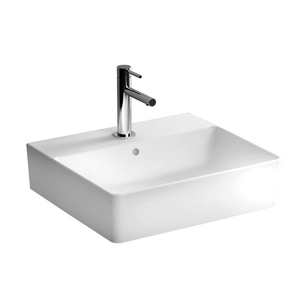 Sleek white ceramic bathroom sink with modern chrome faucet, ideal for contemporary bathroom designs and enhanced functionality. Perfect for stylish bathroom upgrades.