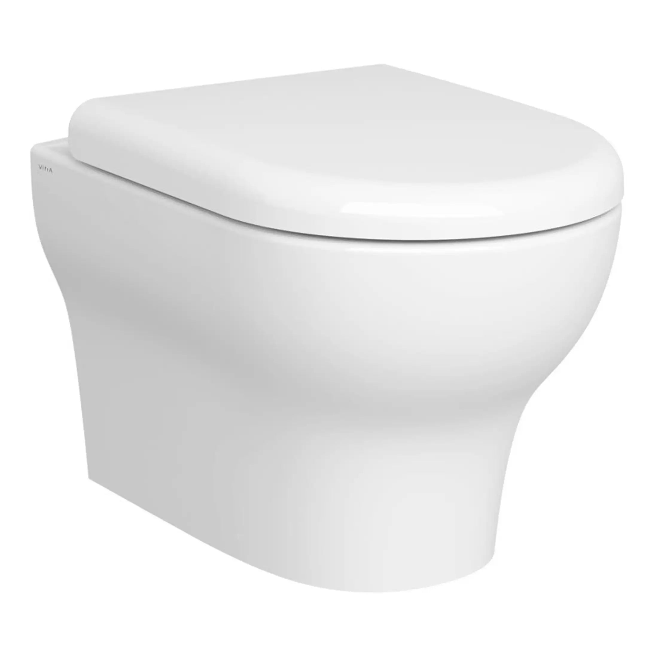 Sleek modern white toilet designed for contemporary bathrooms, featuring a compact and hygienic soft-close seat, ideal for stylish bathroom installations.