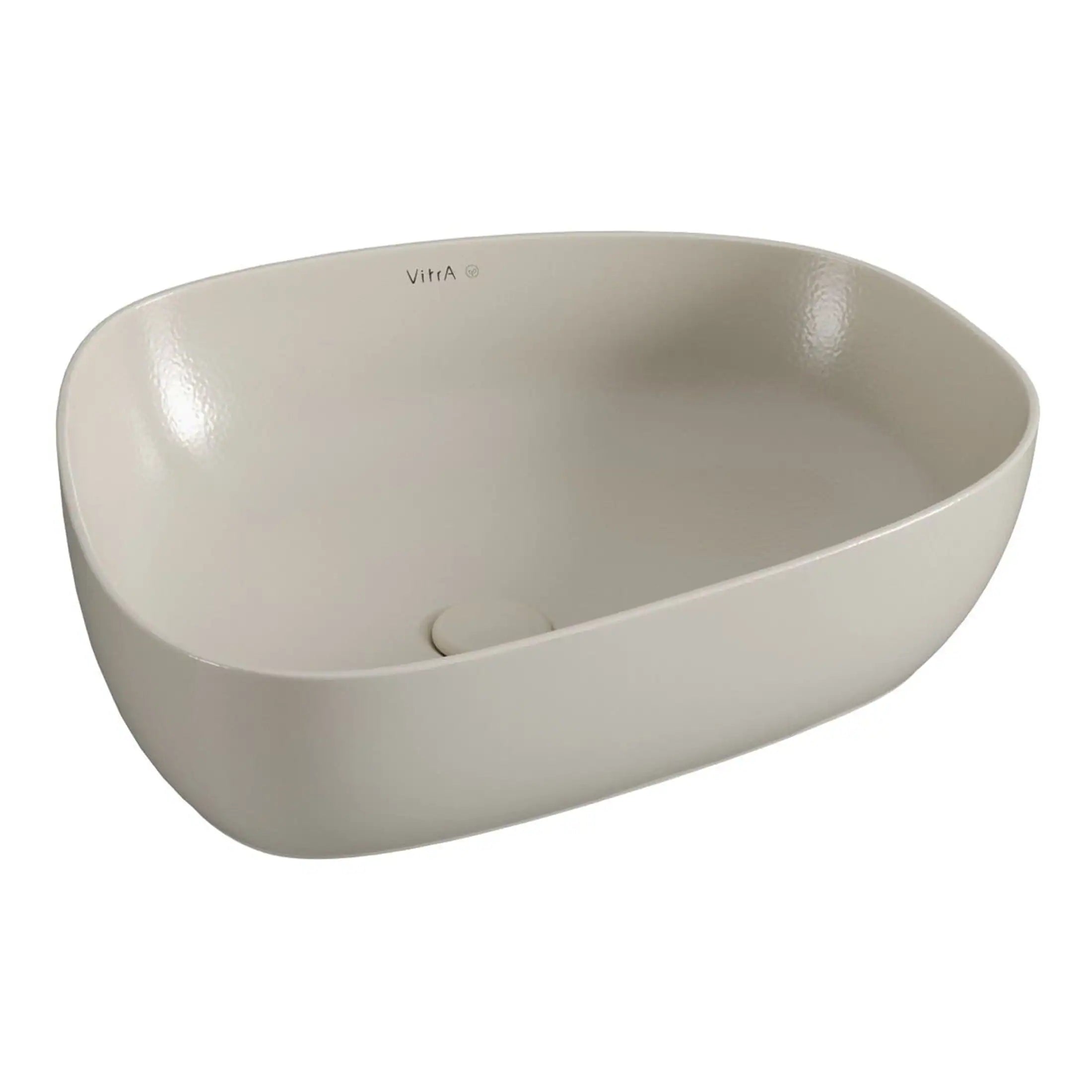Sleek white oval bathroom sink with smooth, modern design perfect for contemporary bathrooms. Made from durable VitA material, offering elegance and functionality.