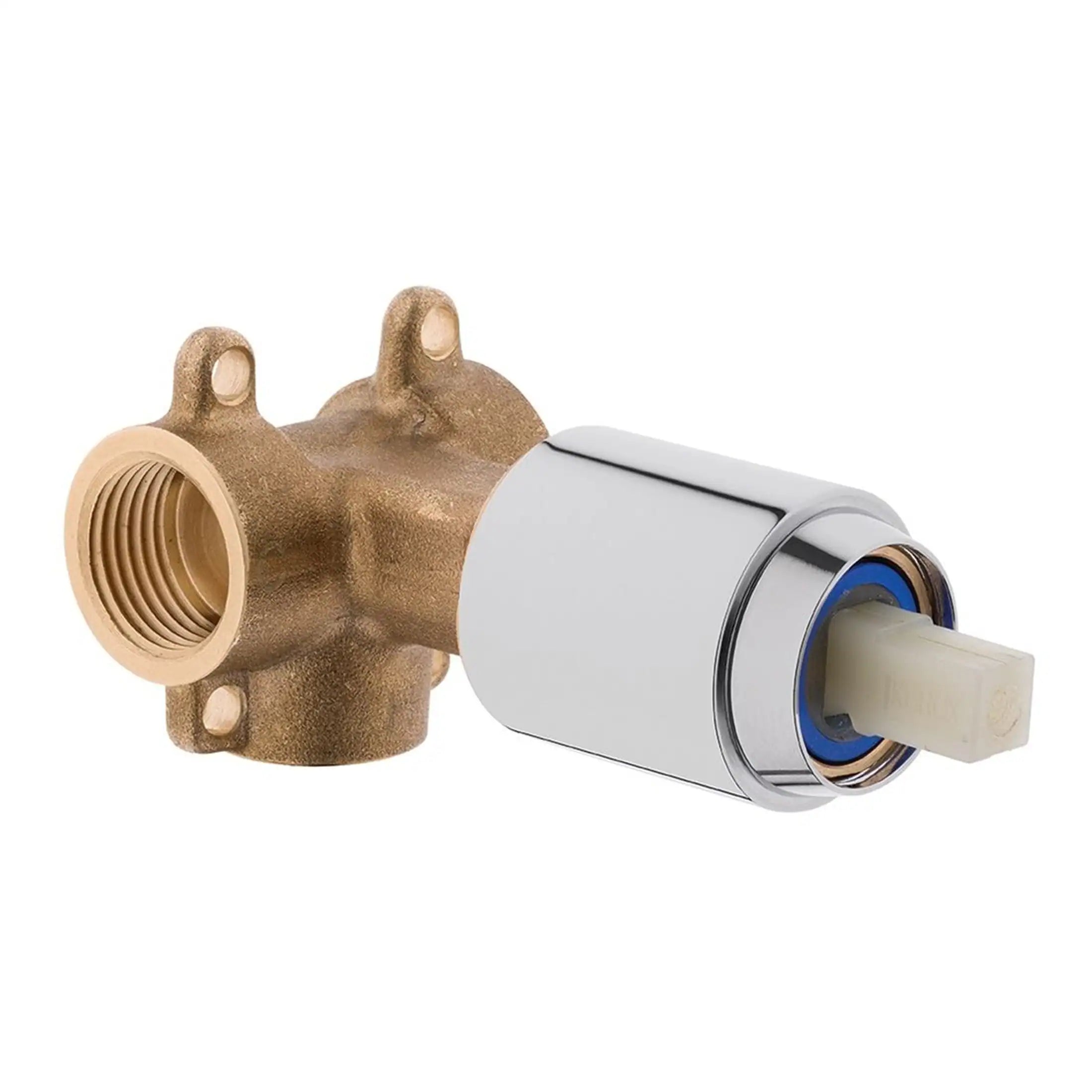 Flexible brass thermostatic shower valve part, essential for modern bathroom plumbing and shower installation, featuring brass body and chrome finish, designed for reliable temperature control.