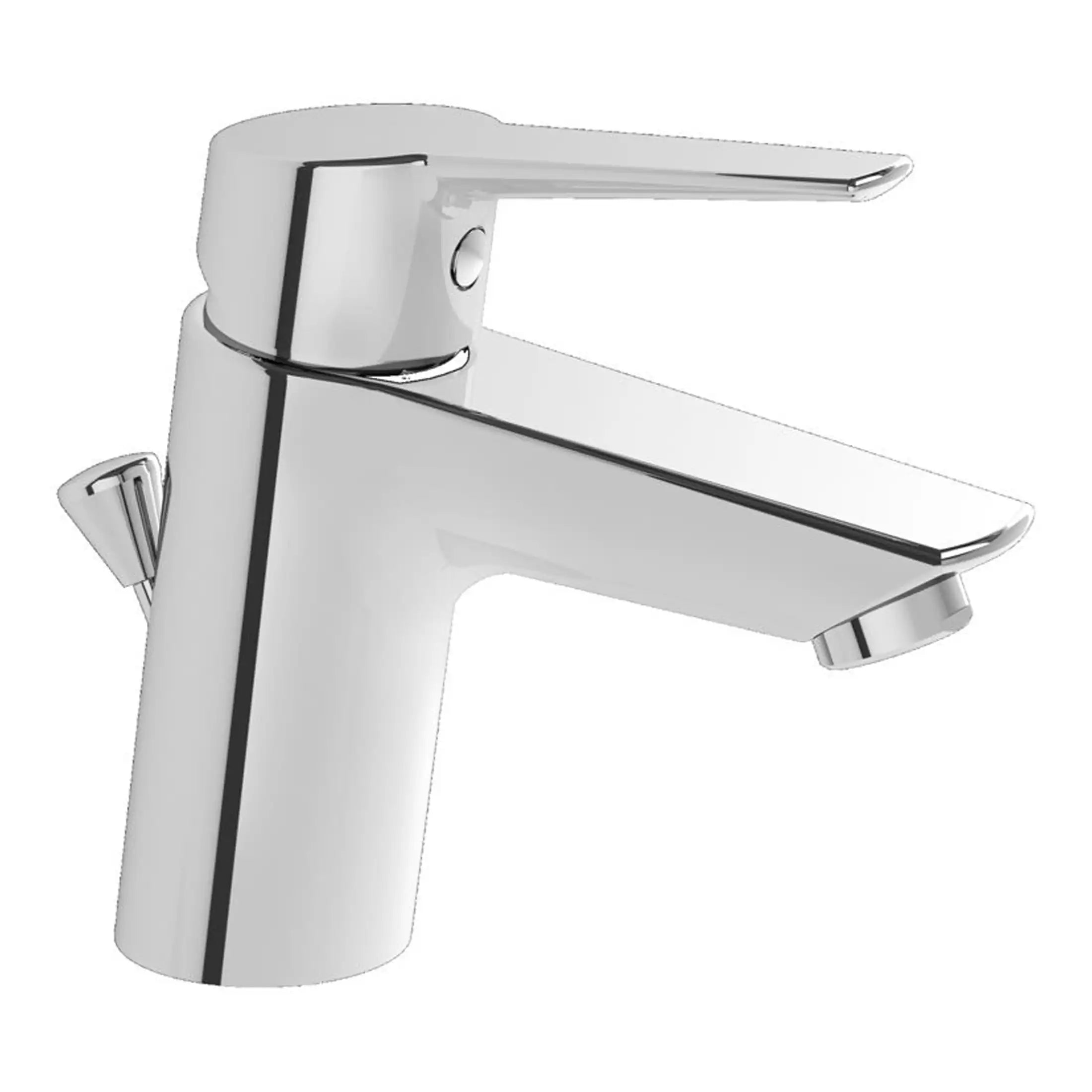 Sleek chrome bathroom tap with modern design, single lever control, ideal for contemporary bathroom sinks. Made from durable materials for long-lasting performance.