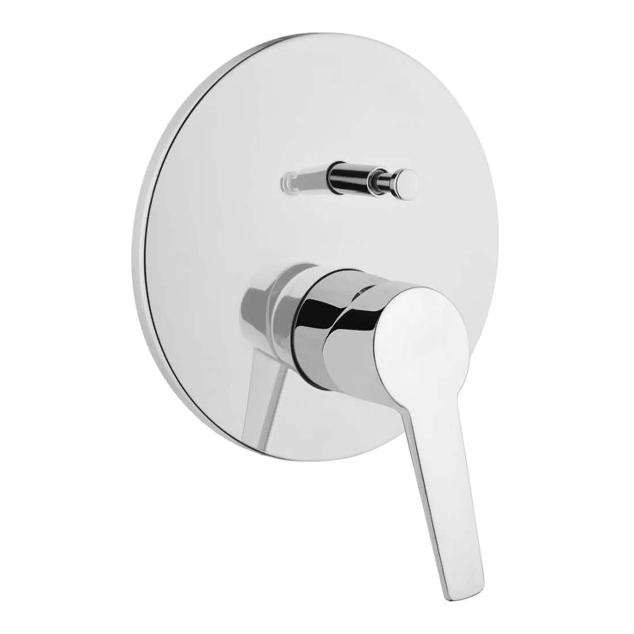 Shower valve mixer tap with chrome finish for modern bathroom designs. Easy-to-use single handle control with sleek, minimalistic style, perfect for enhancing bathroom aesthetics.