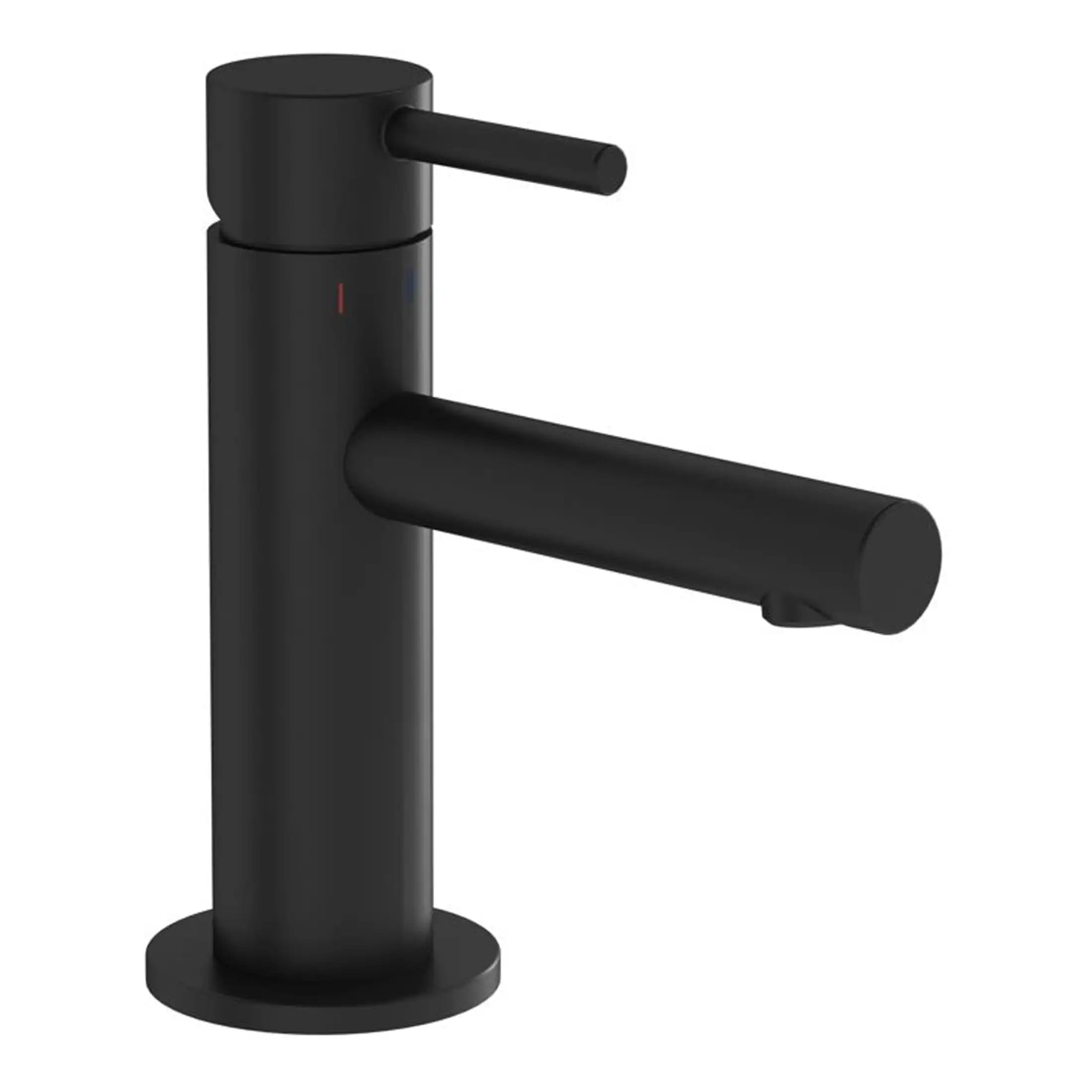 Black modern bathroom tap with a sleek matte finish, single lever handle, and sturdy base for stylish and functional bathroom fixtures.