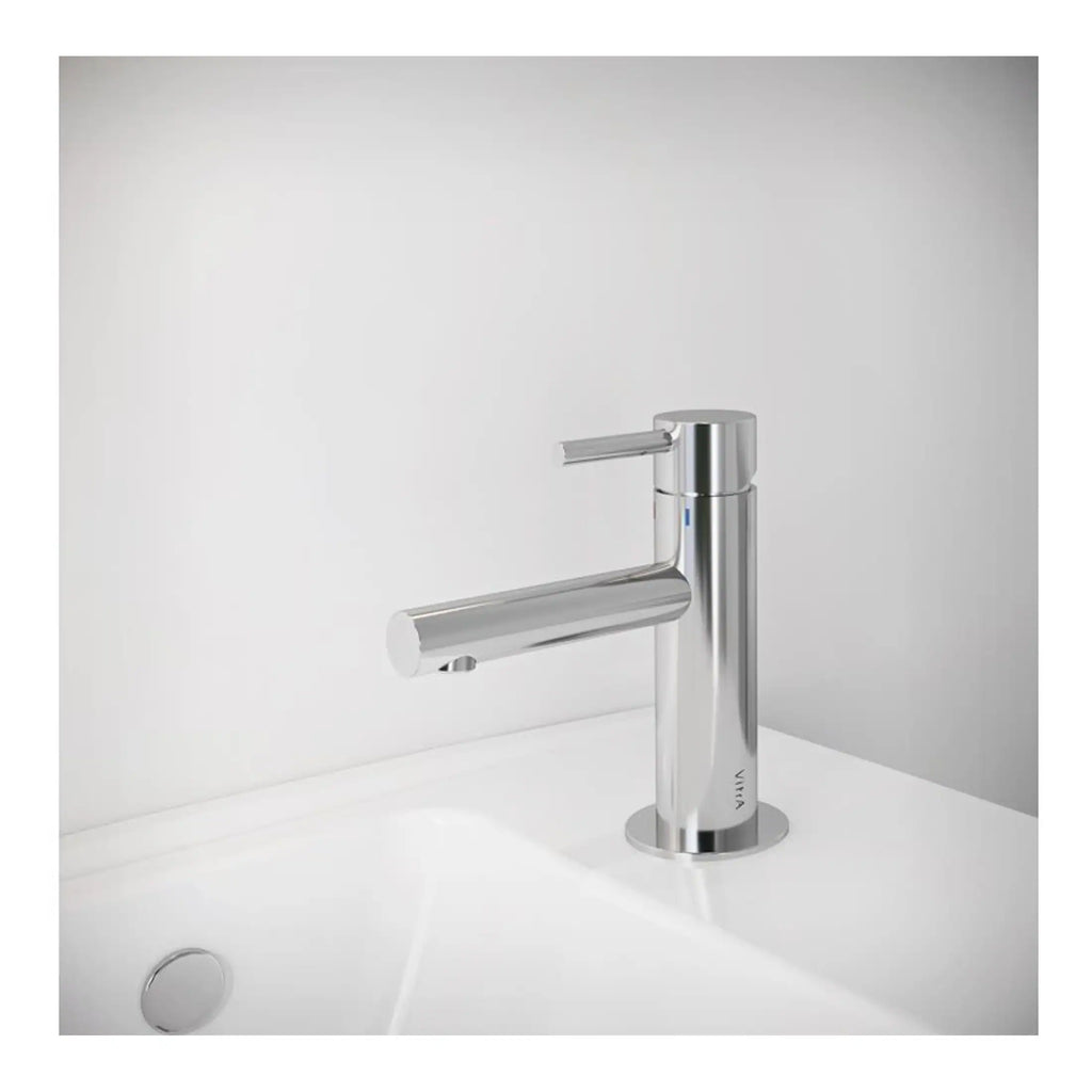 Sleek modern chrome bathroom tap for stylish basin installation.