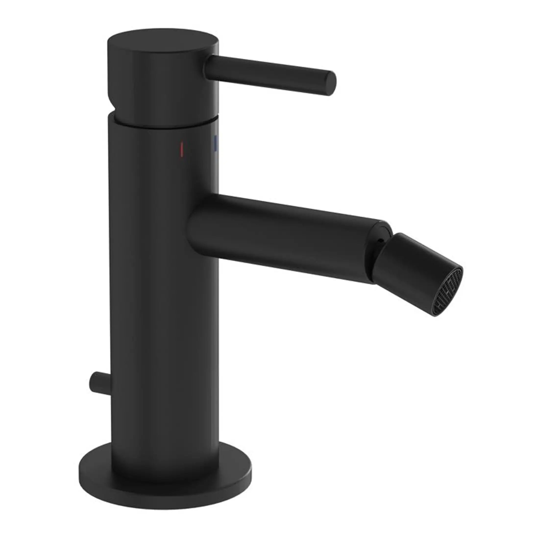 Sleek black bathroom tap with modern minimalist design, suitable for contemporary bathroom fixtures and bathroom renovation projects.