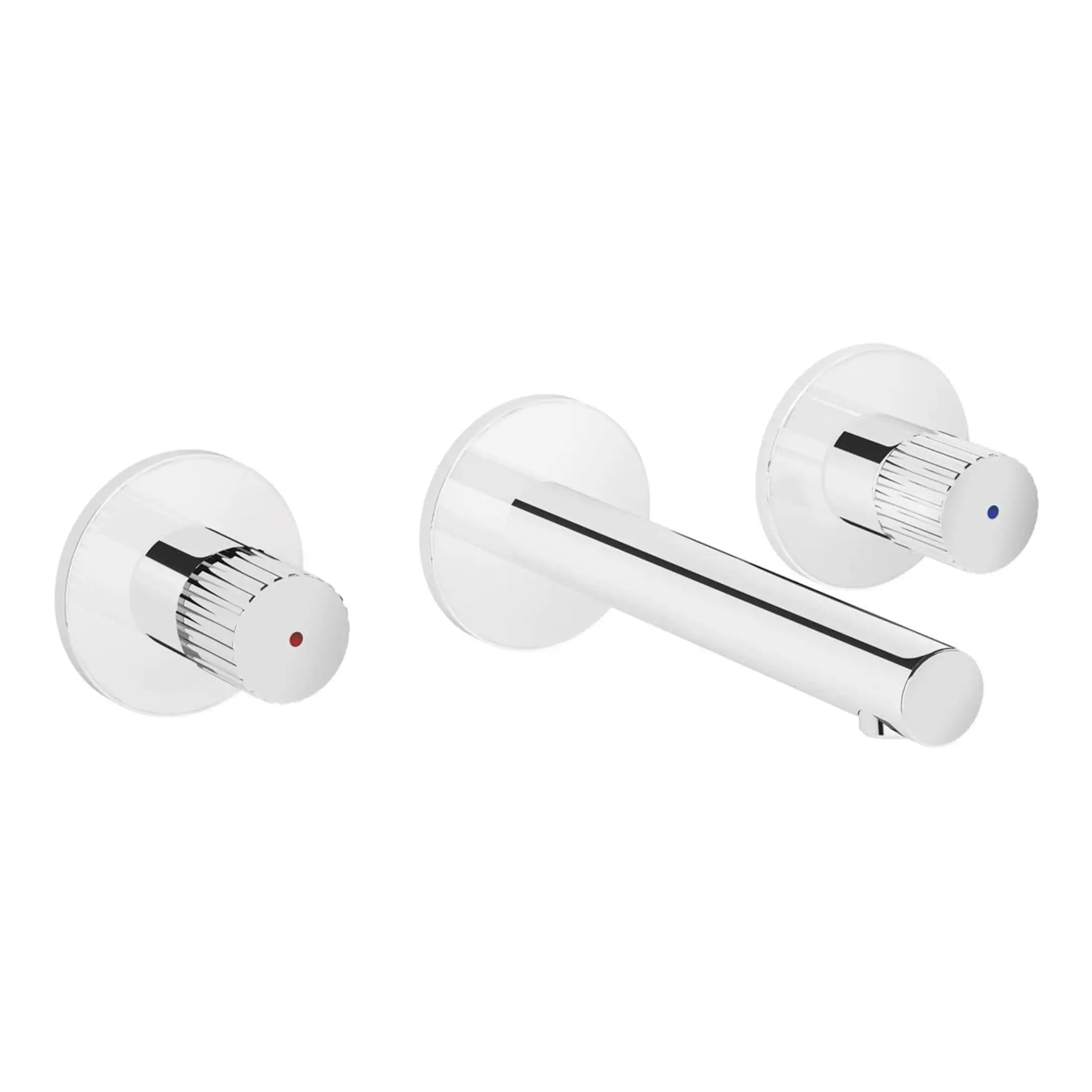 Chrome bathroom taps with separate hot and cold controls, modern design, reliable plumbing fixtures, ideal for contemporary bathrooms, high-quality chrome finish.