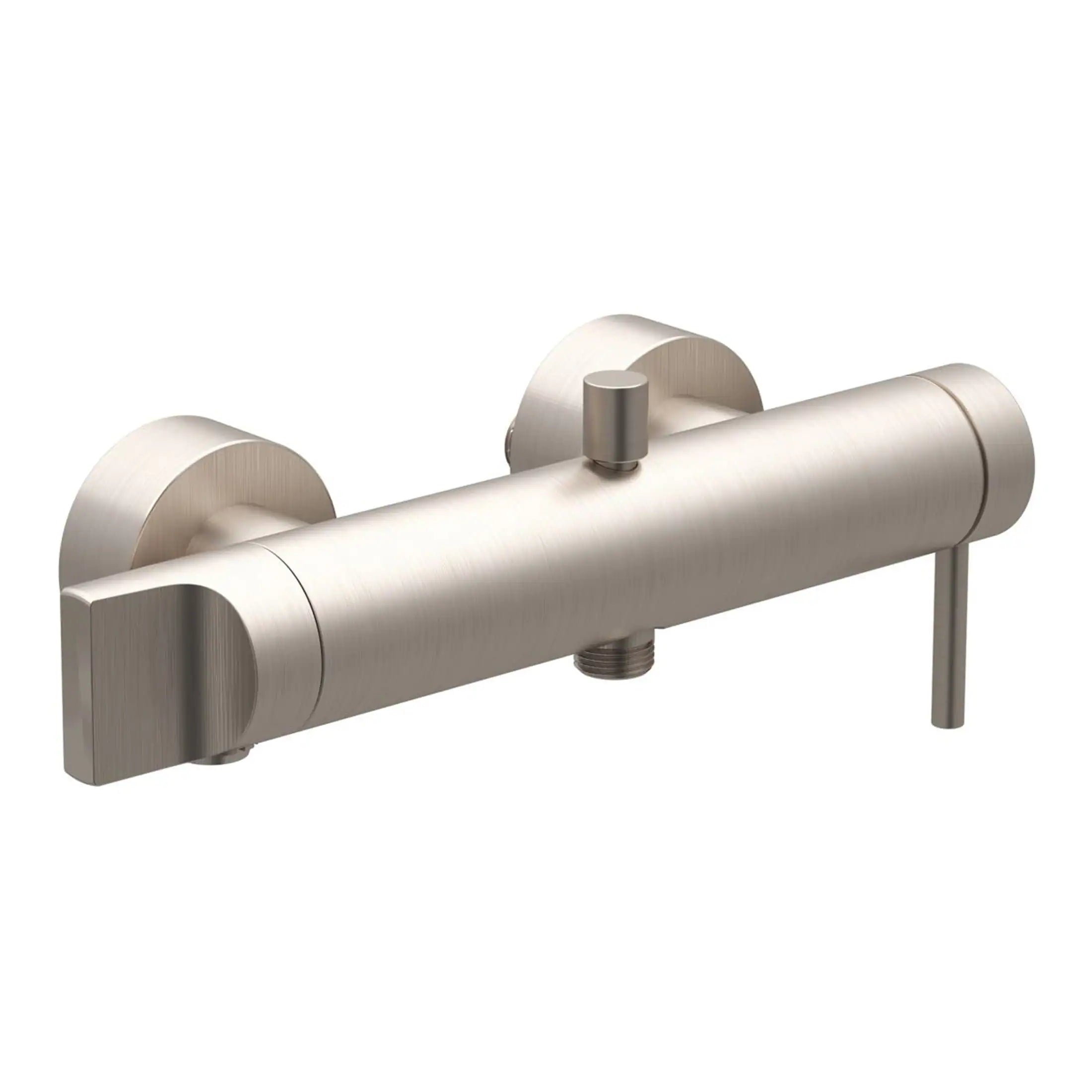 Brushed nickel thermostatic shower mixer tap for modern bathrooms, featuring sleek design and high-quality construction. Perfect for creating a stylish, functional shower space.