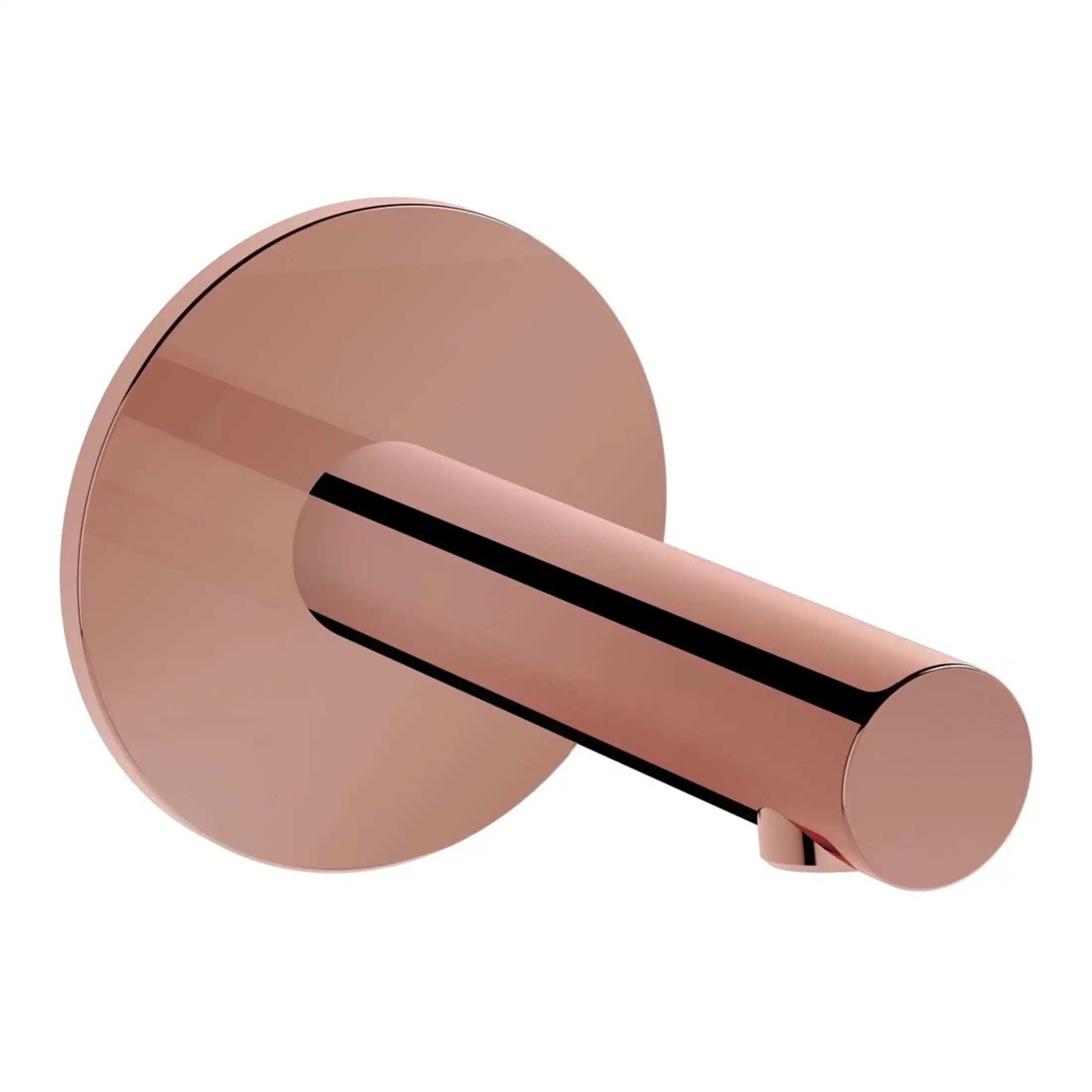 Brass bathroom door handle with circular base and modern cylindrical lever, sleek and minimalist design for contemporary bathroom interiors.
