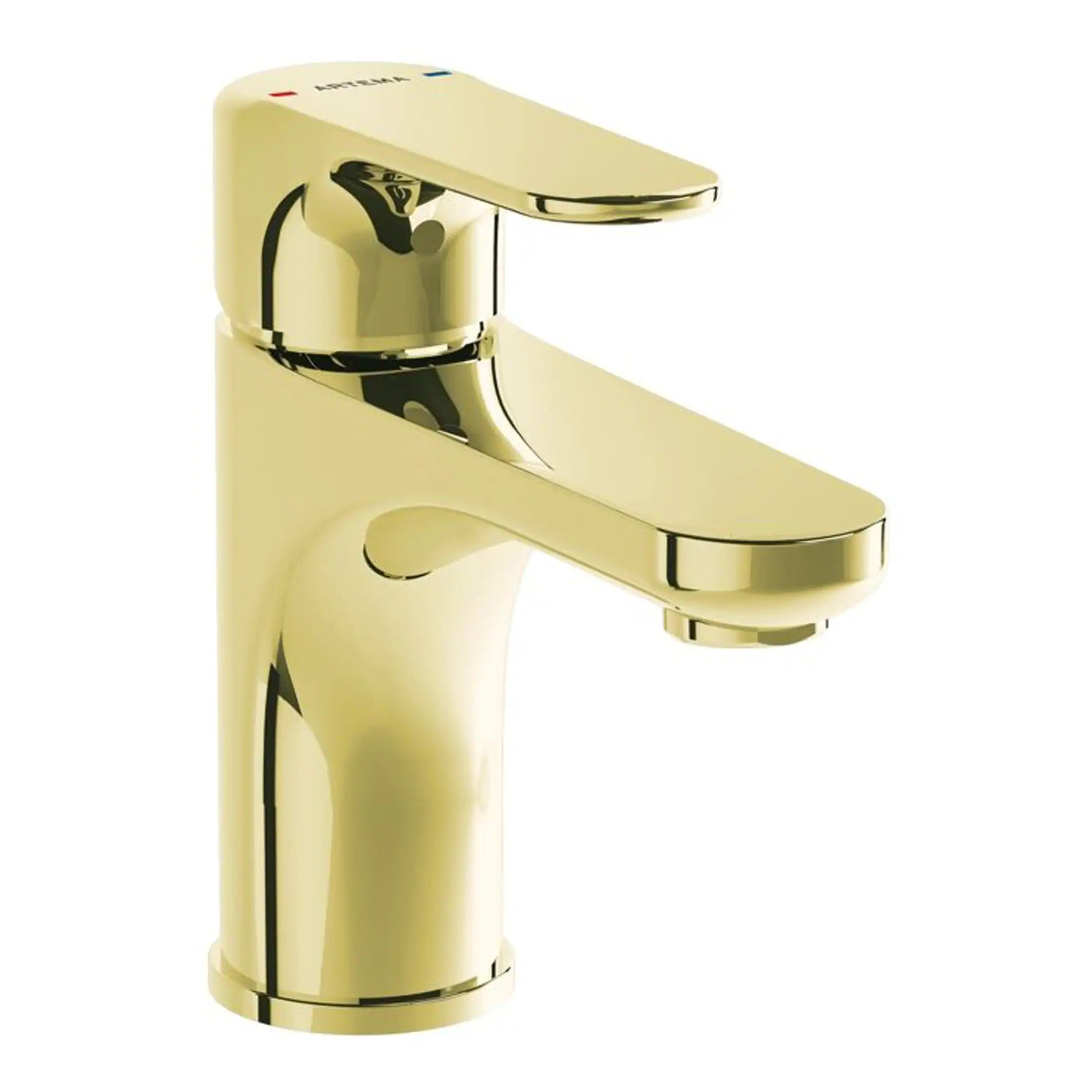 Polished gold bathroom mixer tap, modern and stylish design from Bubly Bathrooms, perfect for luxury bathroom upgrades and contemporary plumbing fixtures.