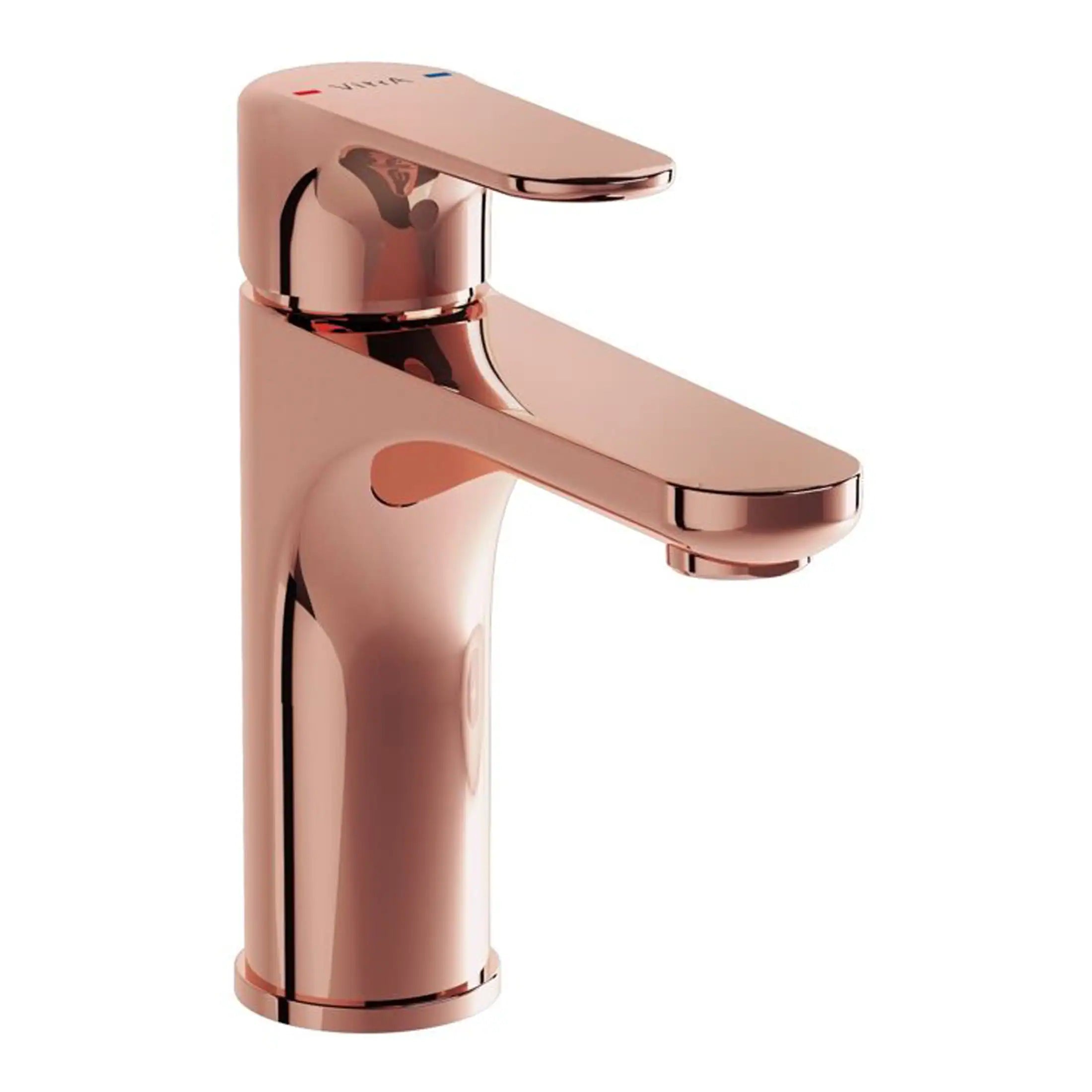 Sleek copper bathroom sink mixer tap with modern design, ideal for contemporary bathrooms and washbasins. Perfect for stylish and functional bathroom fixtures.
