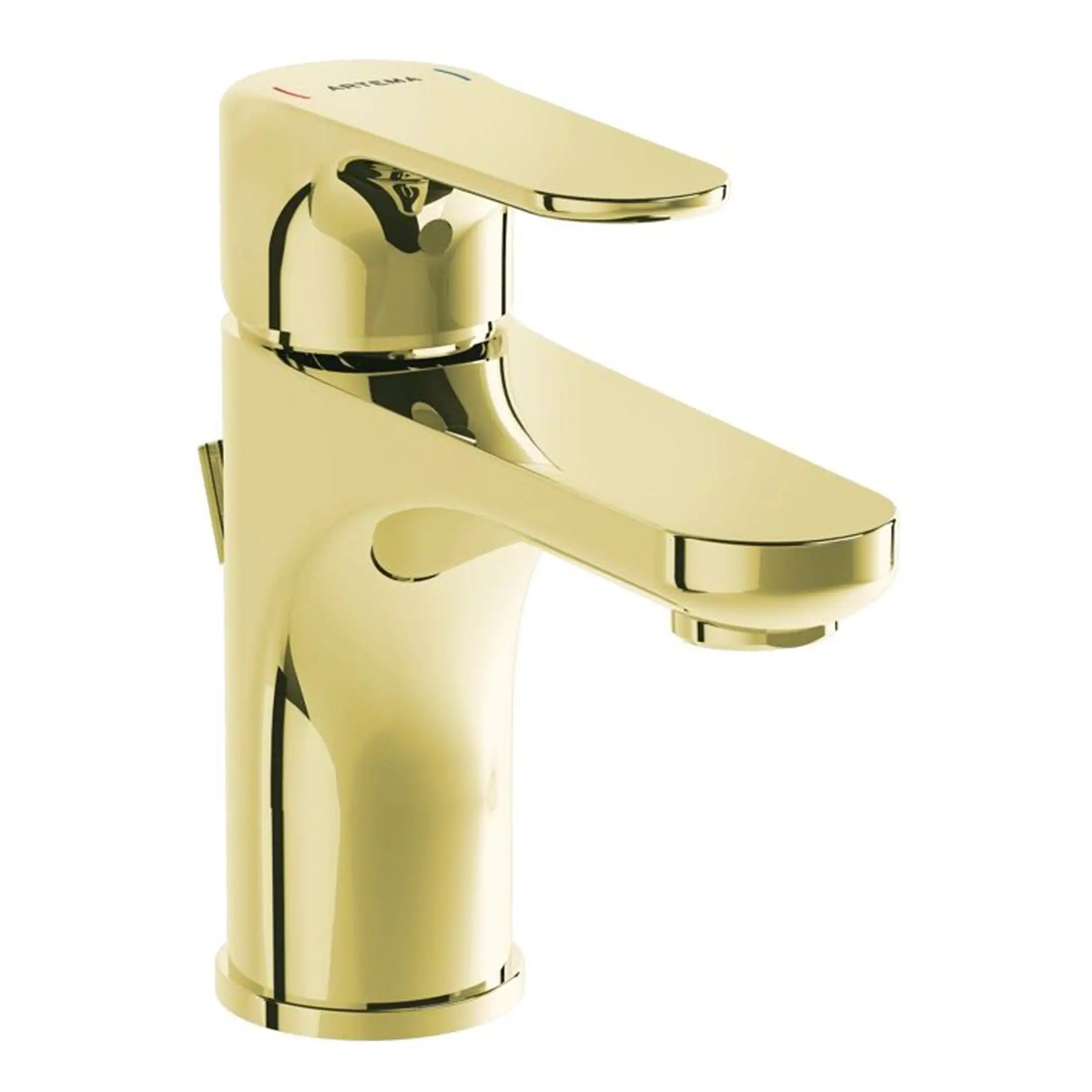 Polished gold bathroom basin mixer tap, modern design with sleek finish, ideal for luxurious bathroom upgrades and home renovation projects.