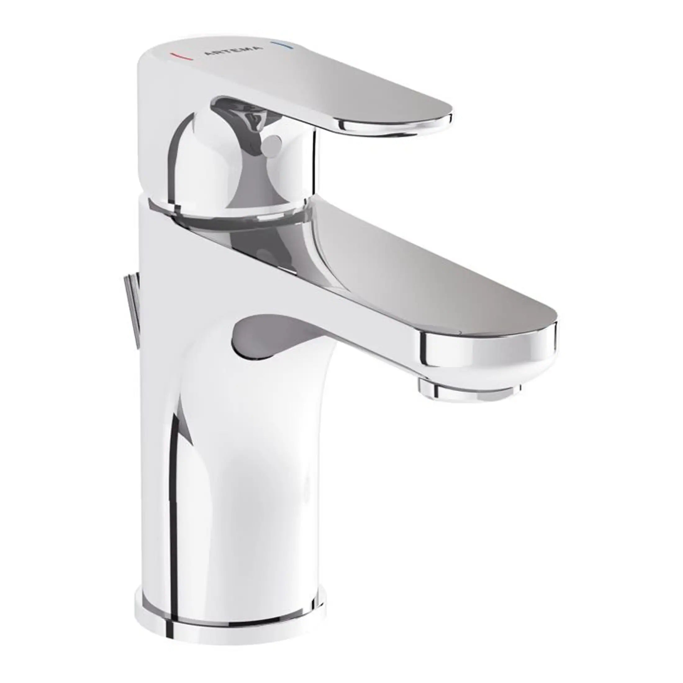 Modern chrome bathroom mixer tap with sleek design and easy operation, ideal for contemporary bath and sink installations.
