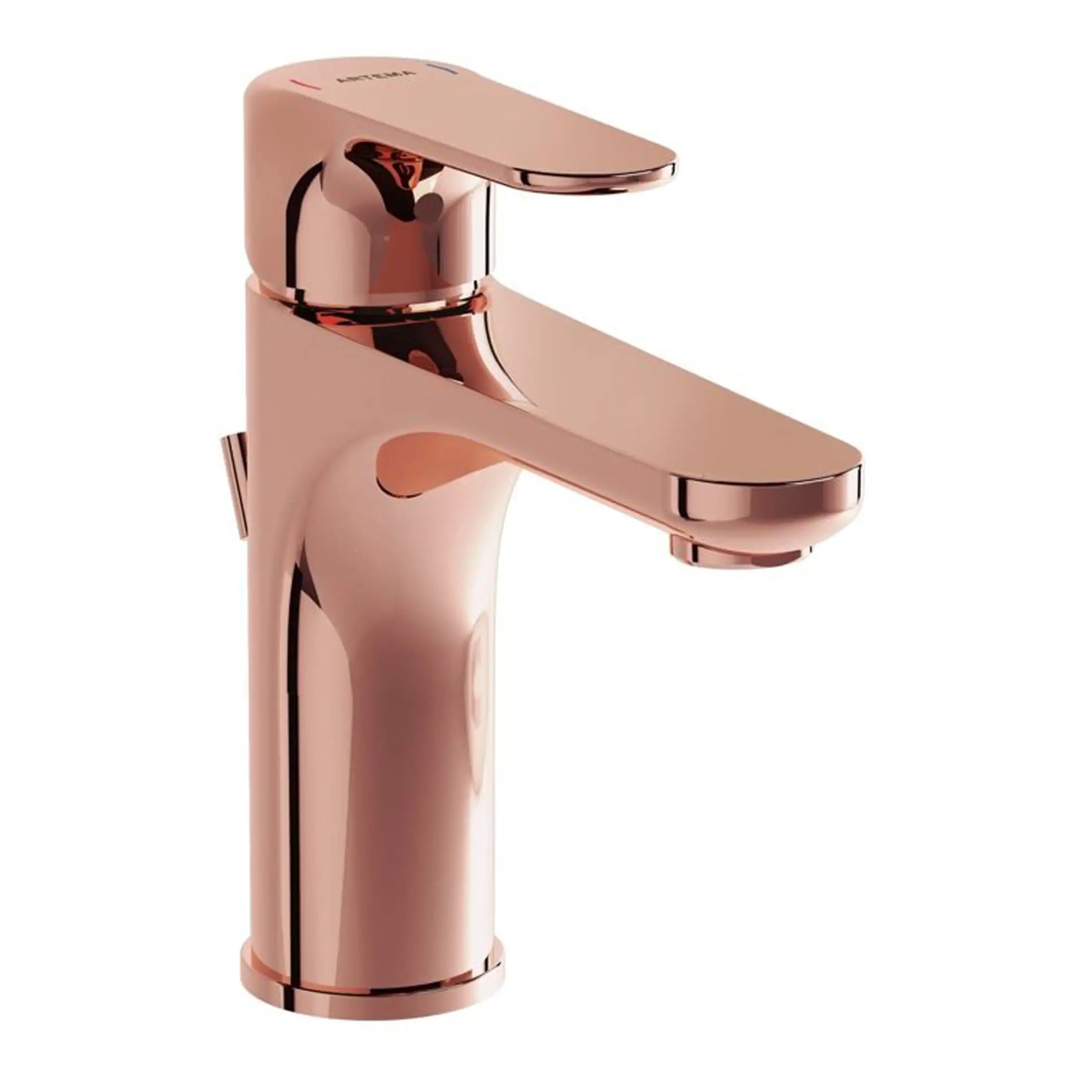 Polished rose gold bathroom tap, modern design, perfect for contemporary bathroom fixtures and fittings, high-quality bathroom taps, stylish and functional.