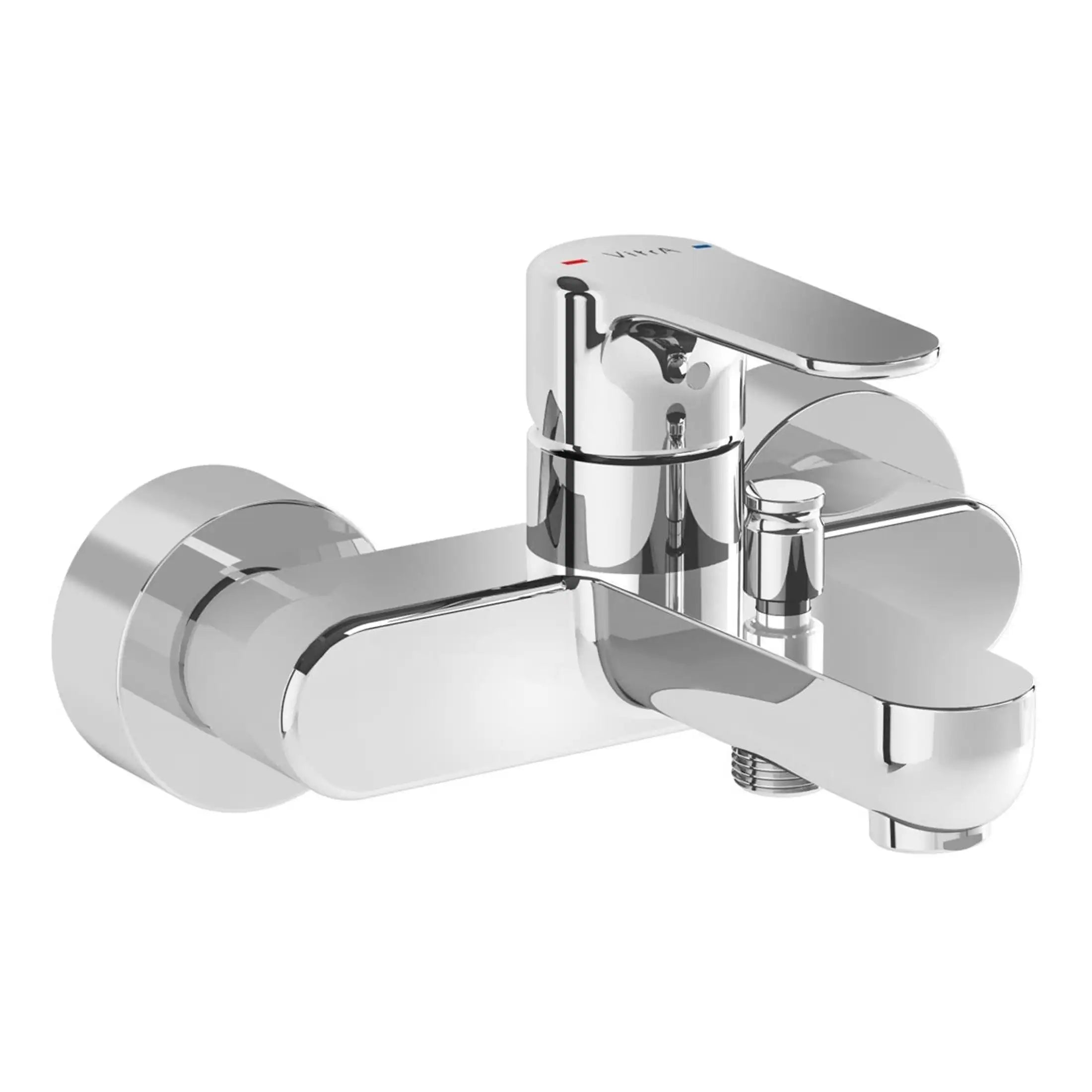 Chrome bathroom mixer tap with side faucet and modern design for Buble Bathrooms.