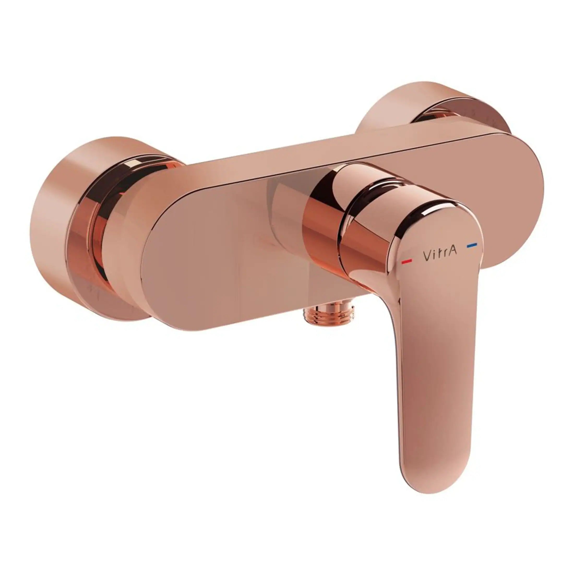 Flexible, modern rose gold bathroom tap with sleek design and dual temperature controls, ideal for contemporary bathroom renovations and high-end fixtures.
