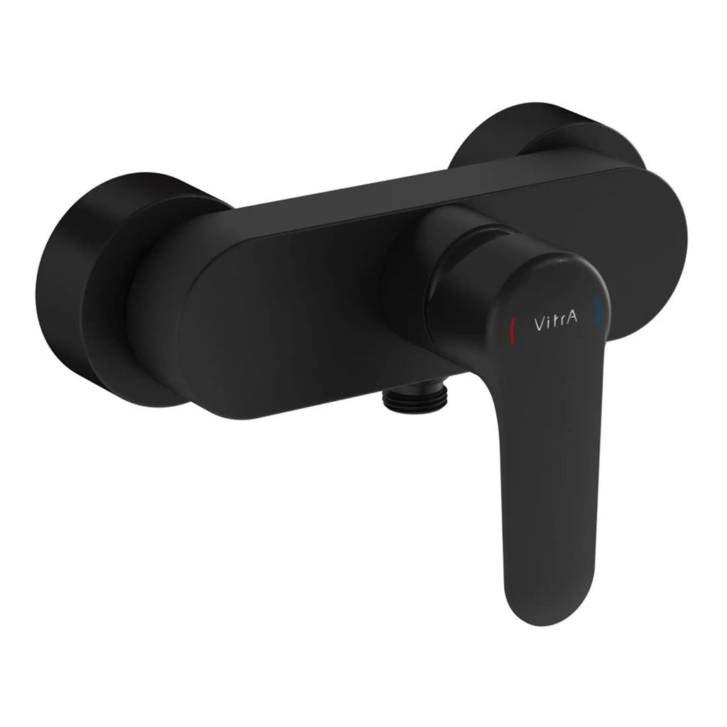 Black modern bathroom mixer tap with single lever for efficient water control, ideal for contemporary bathroom designs, offering style and functionality.