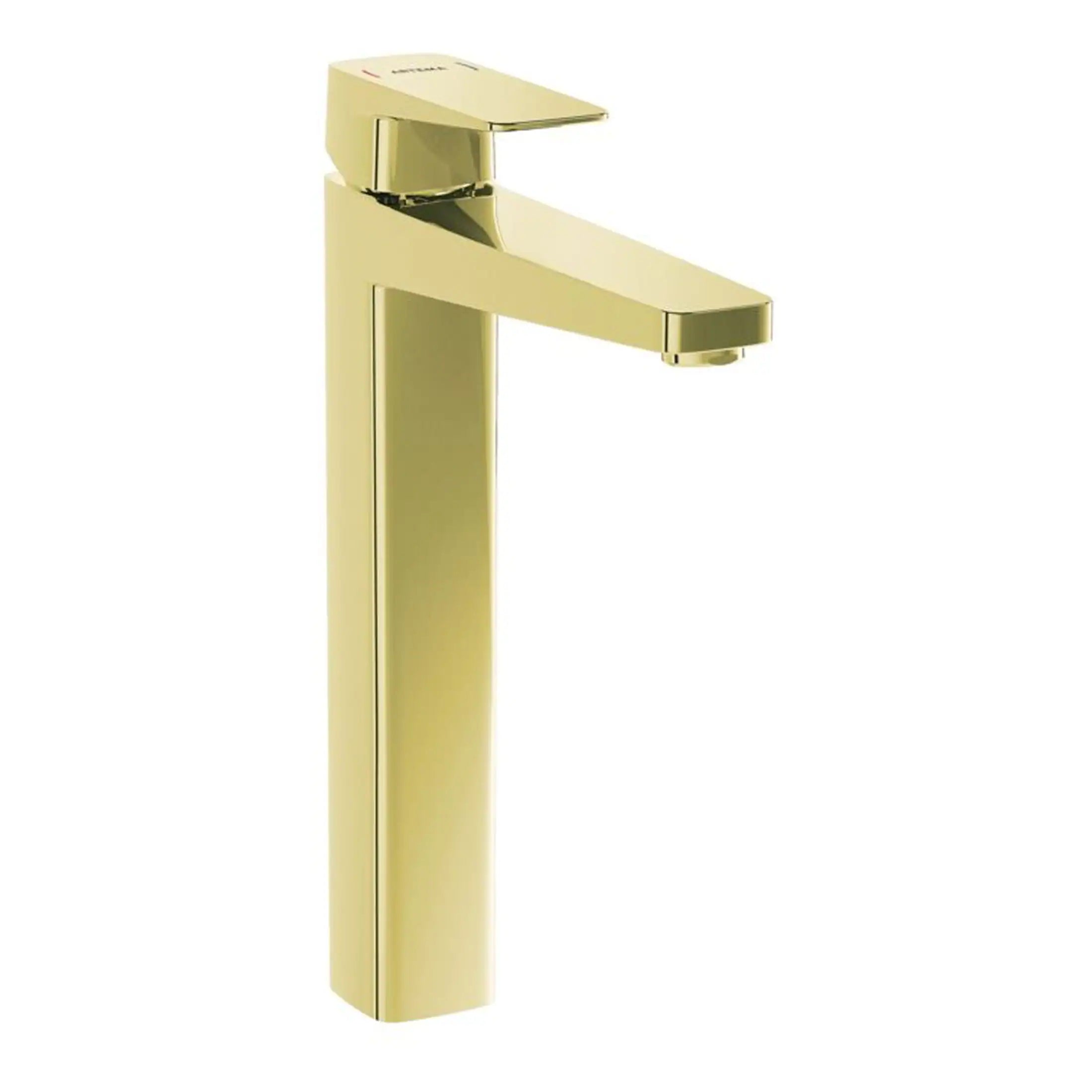 Sleek gold bathroom mixer tap with modern design, perfect for contemporary bathroom decor and high-quality fixtures.