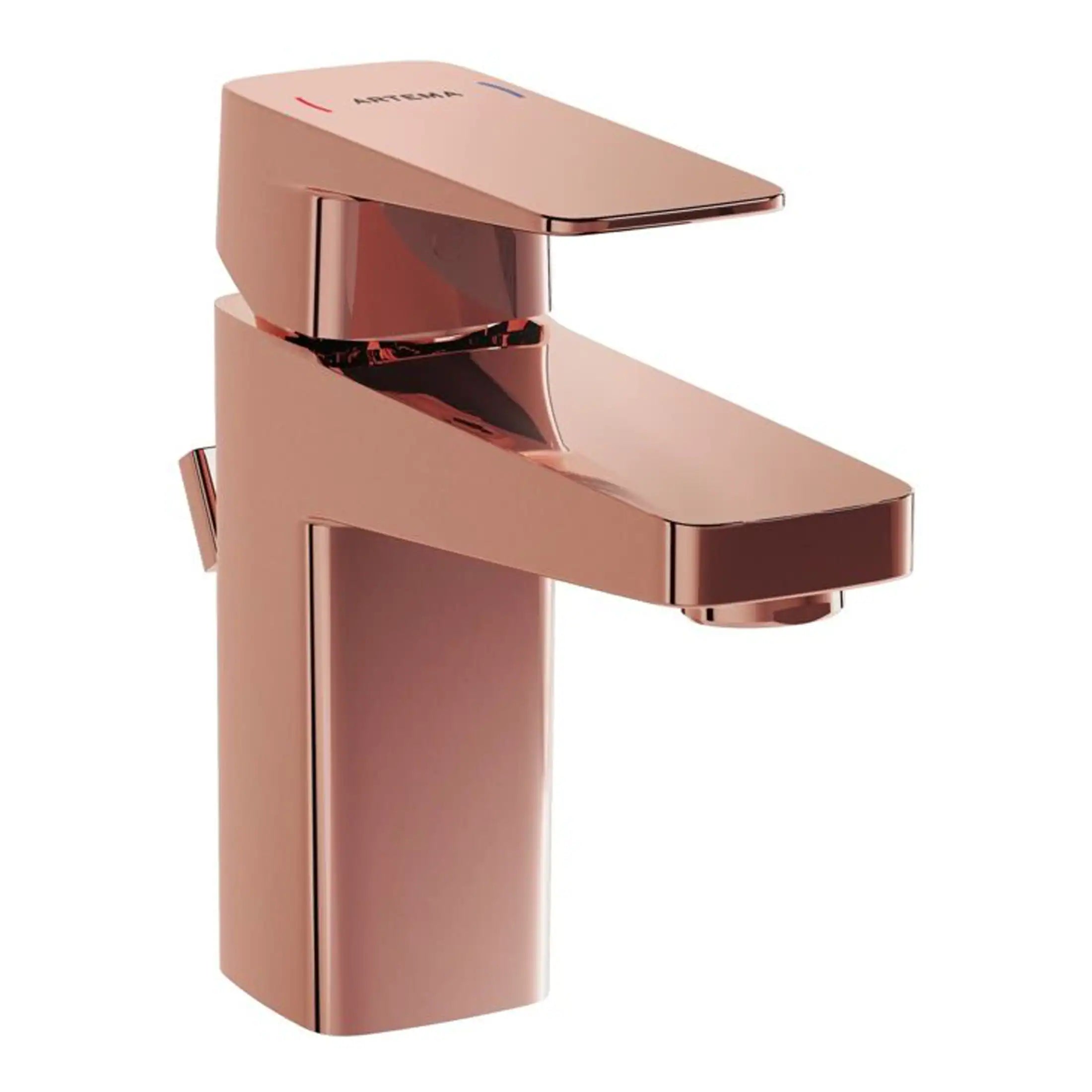 Sleek rose gold bathroom mixer tap with modern design, perfect for contemporary bathrooms and basins, offering stylish functionality and easy operation.