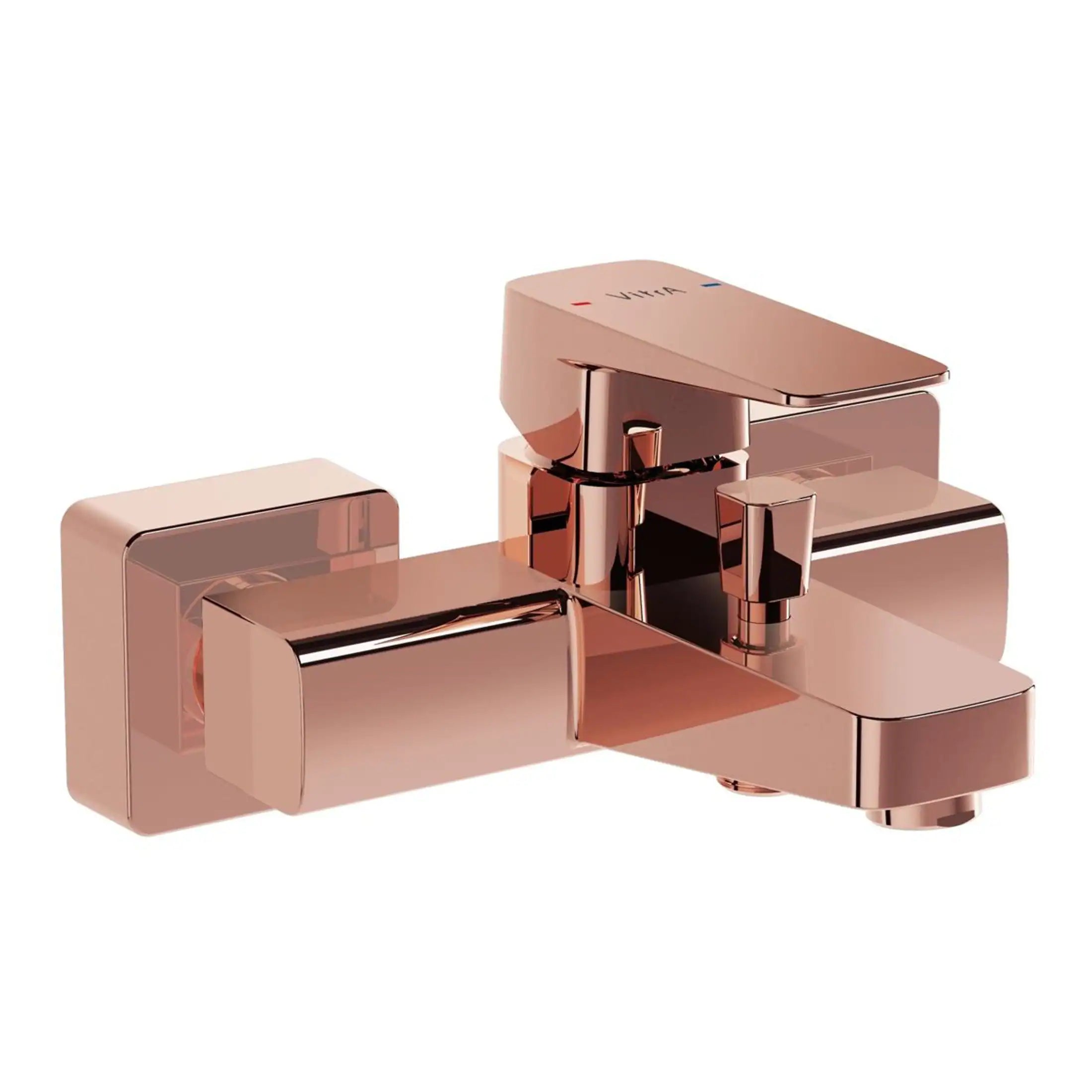 Polished rose gold bathroom tap with modern, geometric design by Bubly Bathrooms. Perfect for contemporary bathrooms seeking stylish, high-quality fixtures.