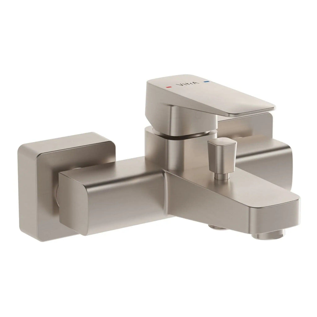 Versatile brushed nickel bathroom mixer tap with modern design for seamless installation and easy control of hot and cold water. Ideal for contemporary bathroom upgrades.