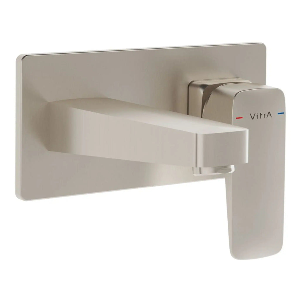 Modern thermostatic shower control valve with a sleek stainless steel finish, featuring temperature adjustment with red and blue indicators. Ideal for contemporary bathroom bathroom upgrades.