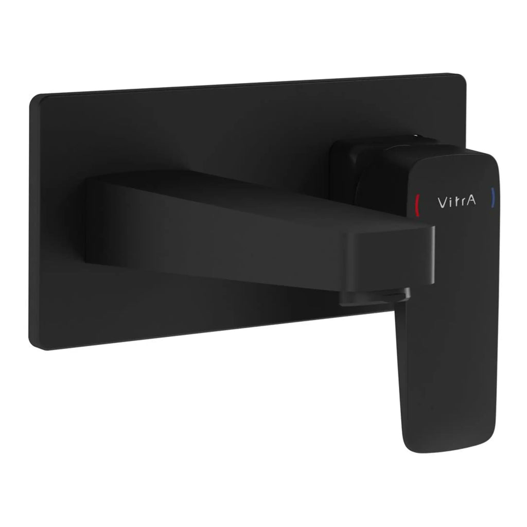 Vitra smart bathroom tap with digital temperature control and sleek black finish, perfect for modern bathrooms and entry systems.