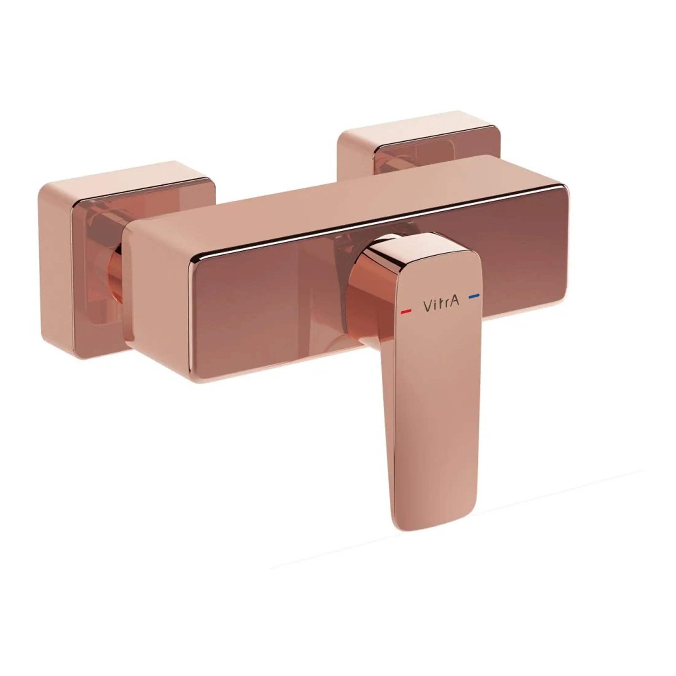 Modern rose gold bathroom mixer tap with sleek design and VitrA branding for stylish bathroom upgrades.