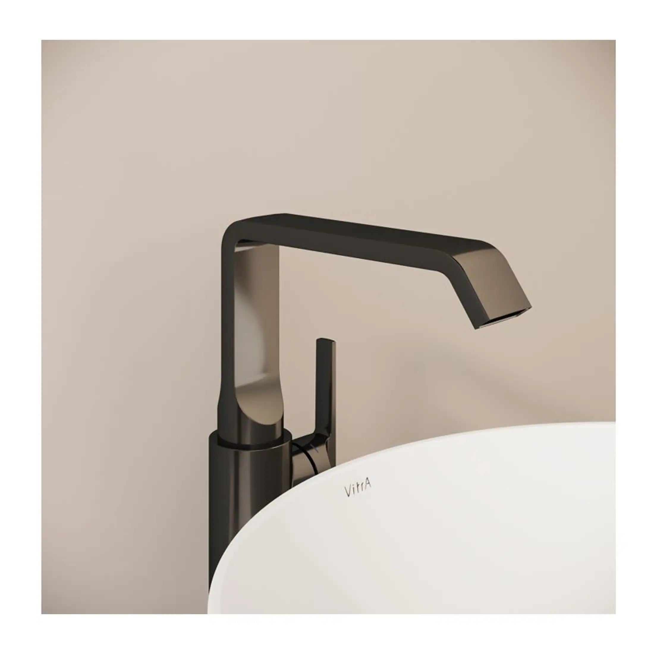 Sleek black modern bathroom tap with a matte finish, designed for stylish contemporary bathrooms.