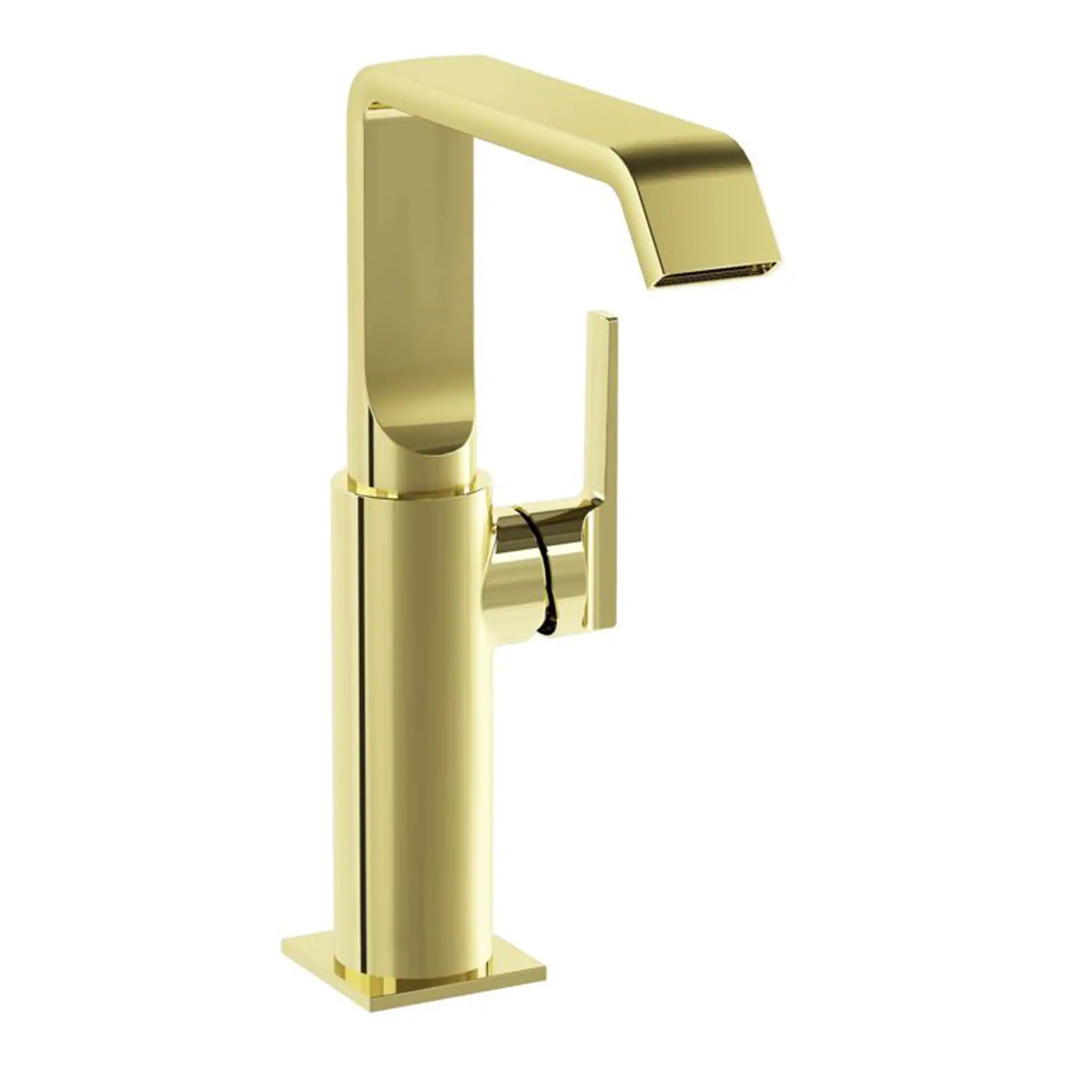 Sleek gold bathroom tap with modern design, perfect for luxury bathroom fixtures and stylish interior decor.