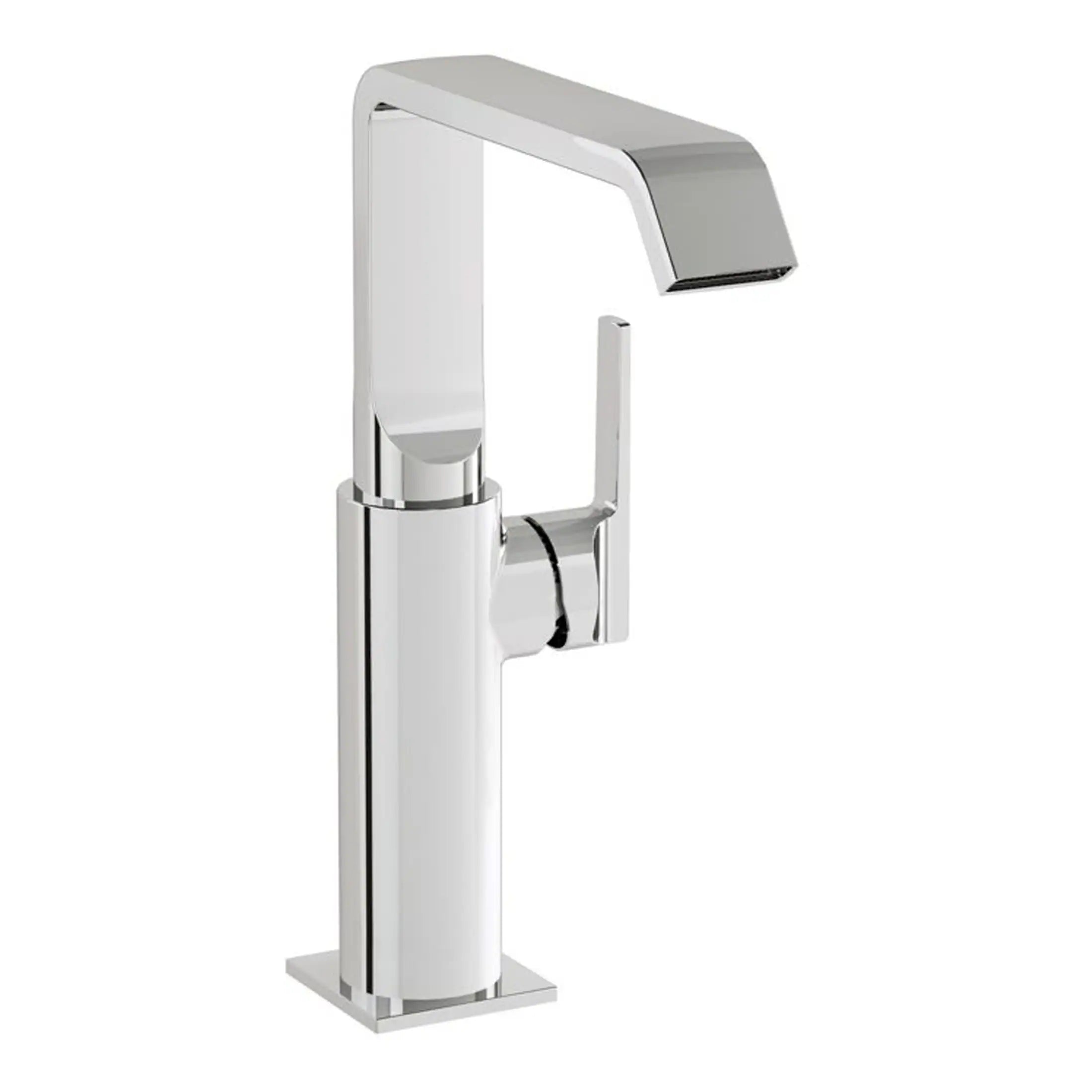 Sleek modern bathroom tap with chrome finish, featuring a minimalist design suitable for contemporary bathroom remodels and high-end fixtures.