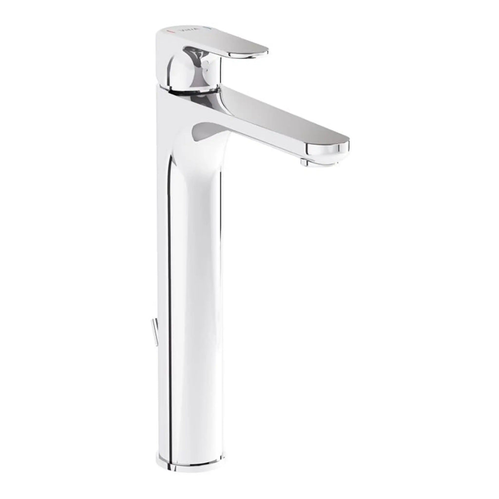 Chrome bathroom basin mixer tap with sleek modern design and single lever control for easy use. Perfect for contemporary bathroom decor.