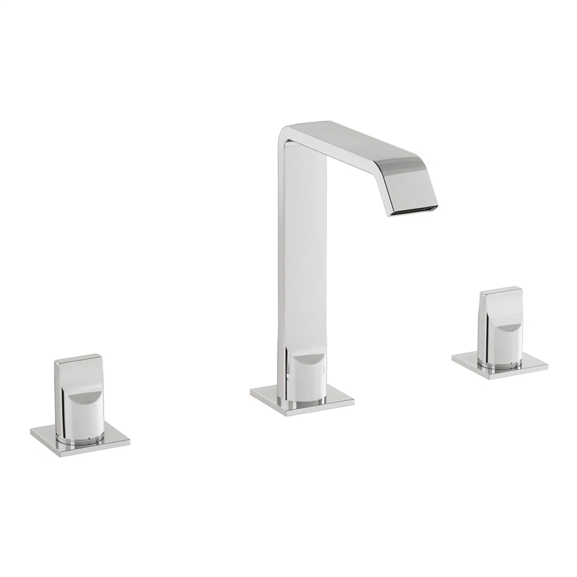 Chrome bathroom mixer tap with matching side valves, modern design, ideal for contemporary bathrooms, high-quality fittings, easy installation and sleek finish.