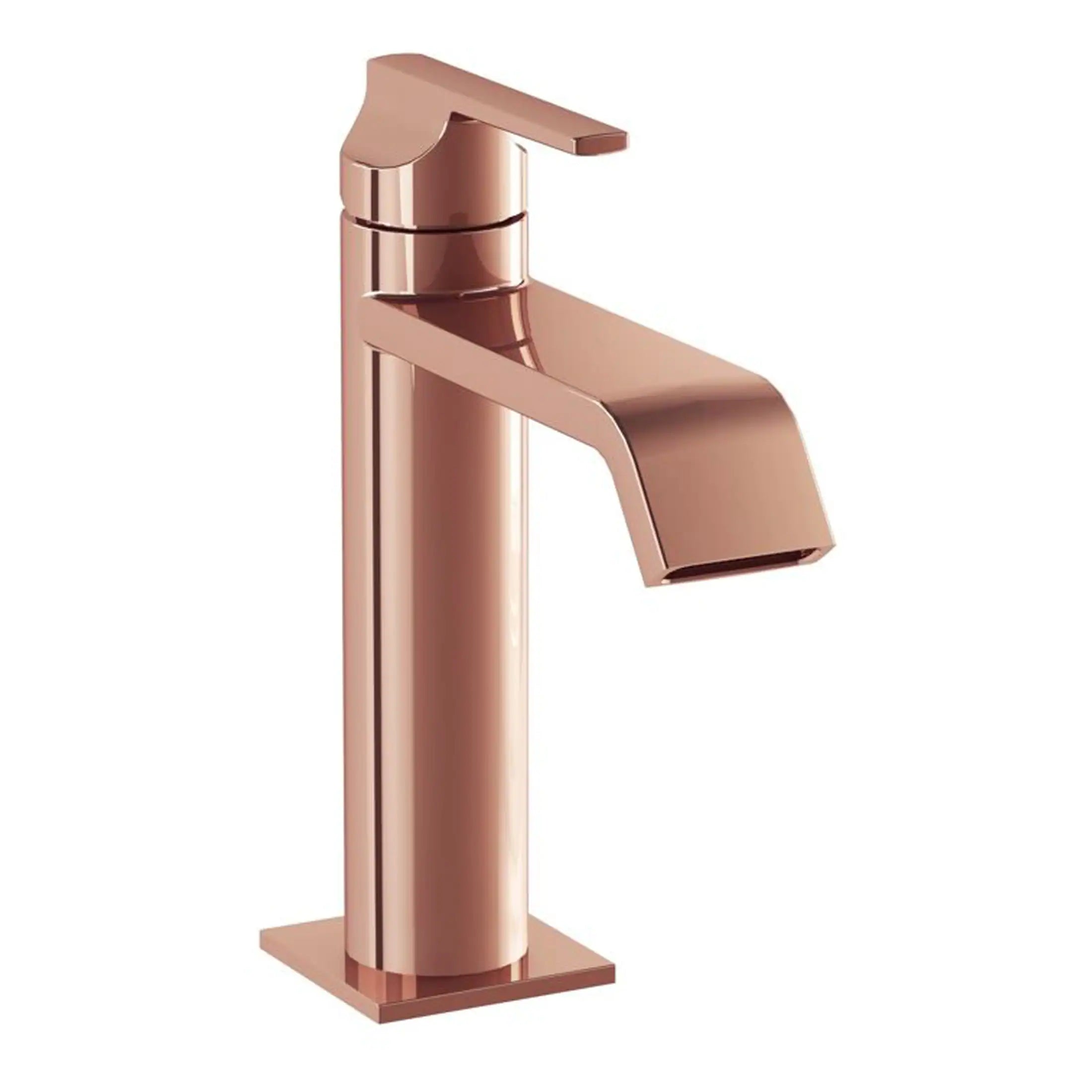 Sleek rose gold bathroom tap with modern minimalist design, perfect for contemporary bathrooms and en-suites, made from high-quality materials for durability and style.