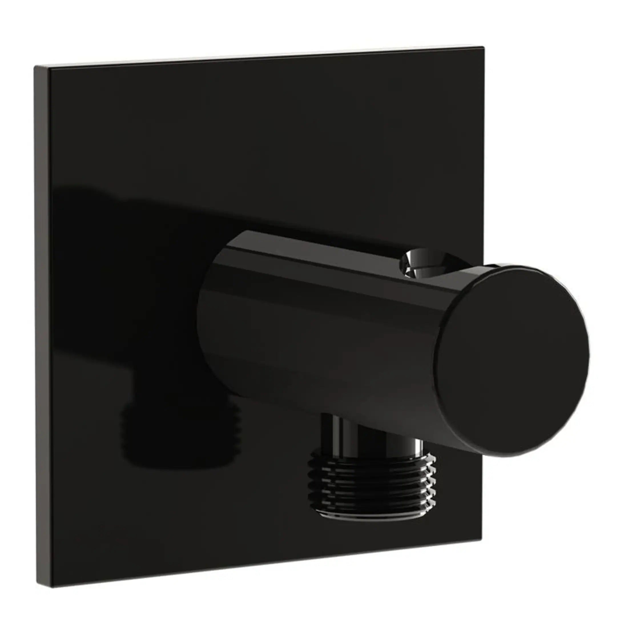Black bathroom toilet flush valve, modern plumbing fixture, sleek black design for luxury bathrooms, high-quality chrome finish, easy installation for seamless water flow control.