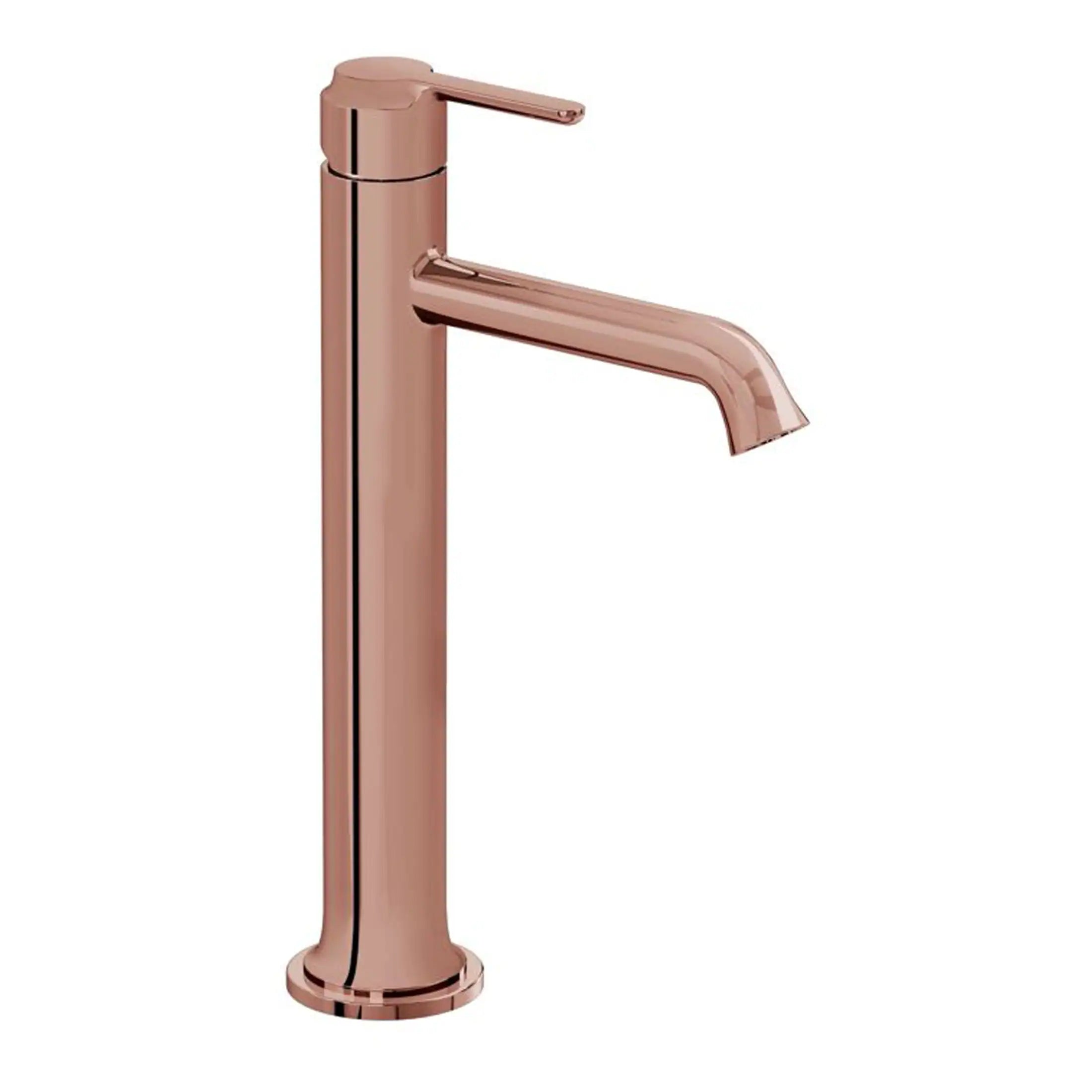 Polished rose gold bathroom faucet with sleek modern design, suitable for contemporary bathroom sink installation. Perfect for adding a touch of elegance to your bathroom remodel.