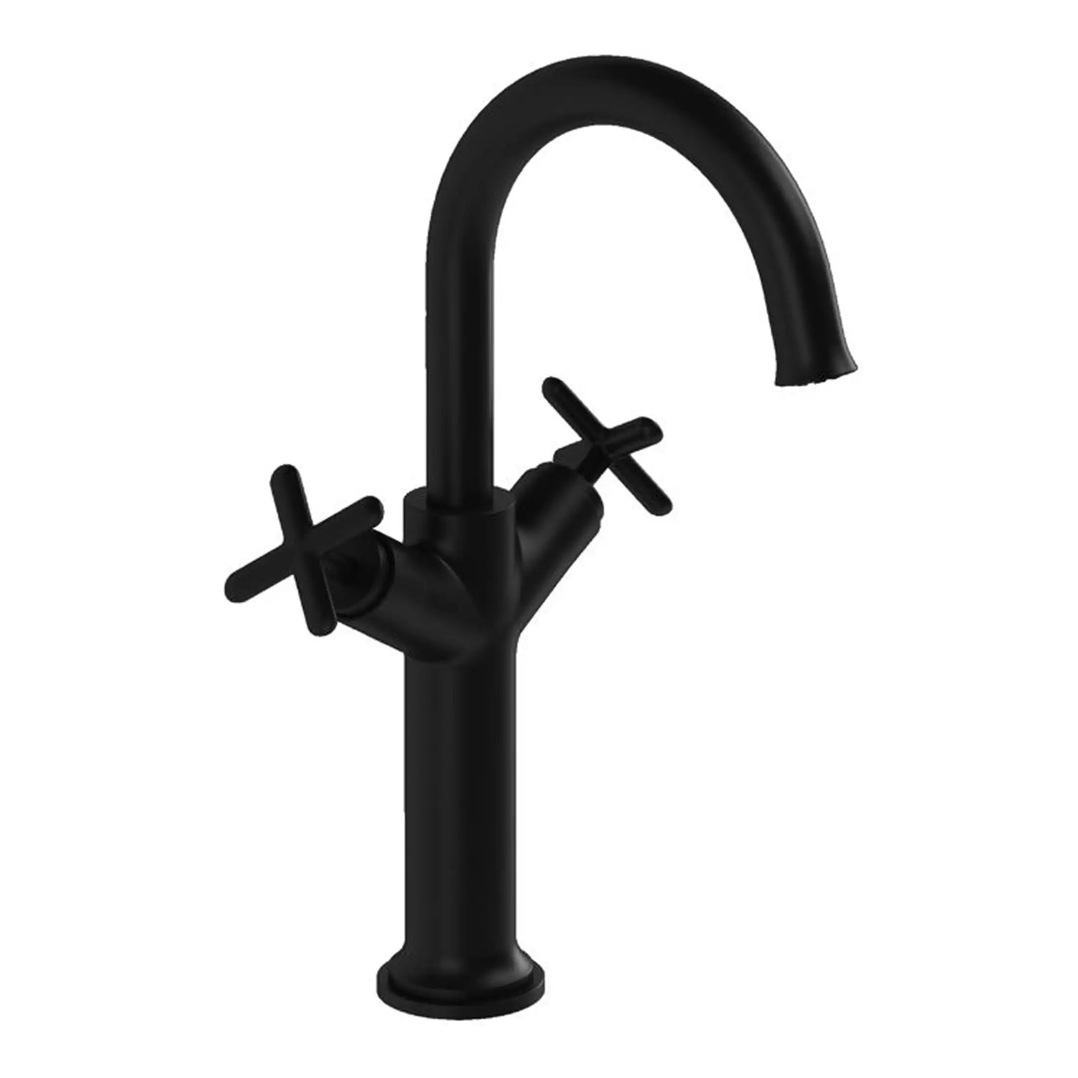 Black bathroom mixer tap with modern design, perfect for stylish and functional kitchen or bathroom sinks in contemporary interiors.