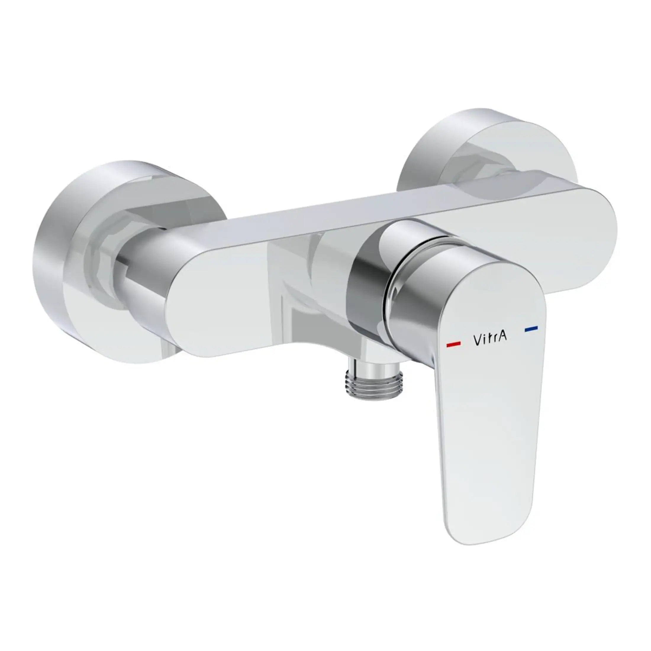 VitreA wall-mounted chrome bath and sink mixer tap with modern lever handle, designed for contemporary bathroom setups, featuring hot and cold water controls, high-quality finish, and easy installation.