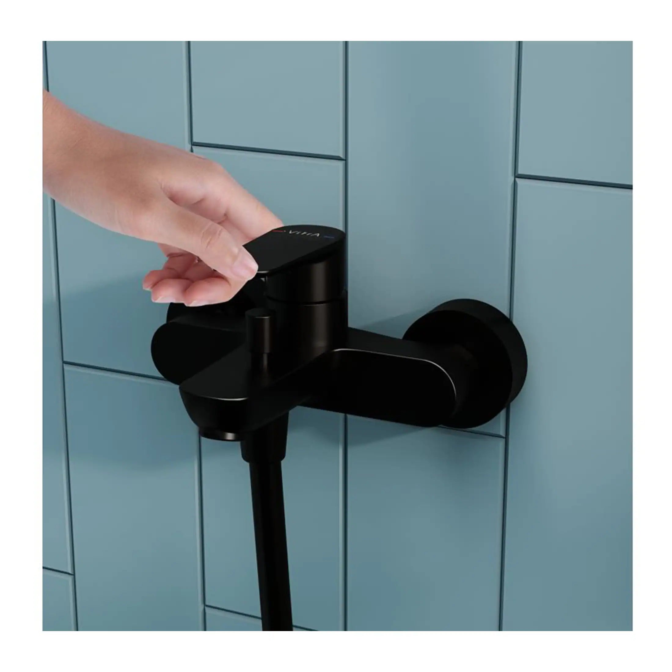 Sleek black digital bathroom tap with touchless operation in a modern bathroom setting. Perfect for enhancing hygiene and convenience in contemporary bathroom designs.