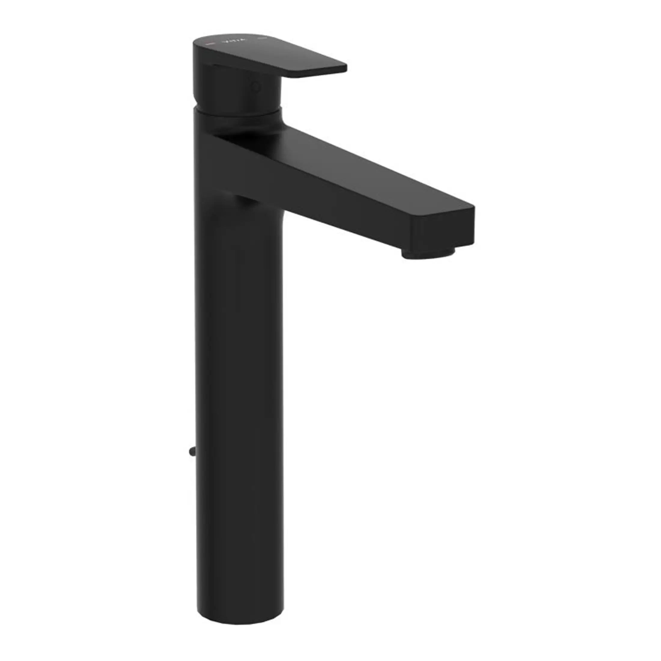 Sleek black bathroom tap with modern minimalist design, suitable for stylish bathroom renovation and high-end fixtures. Perfect for contemporary bathroom sinks and washbasins.