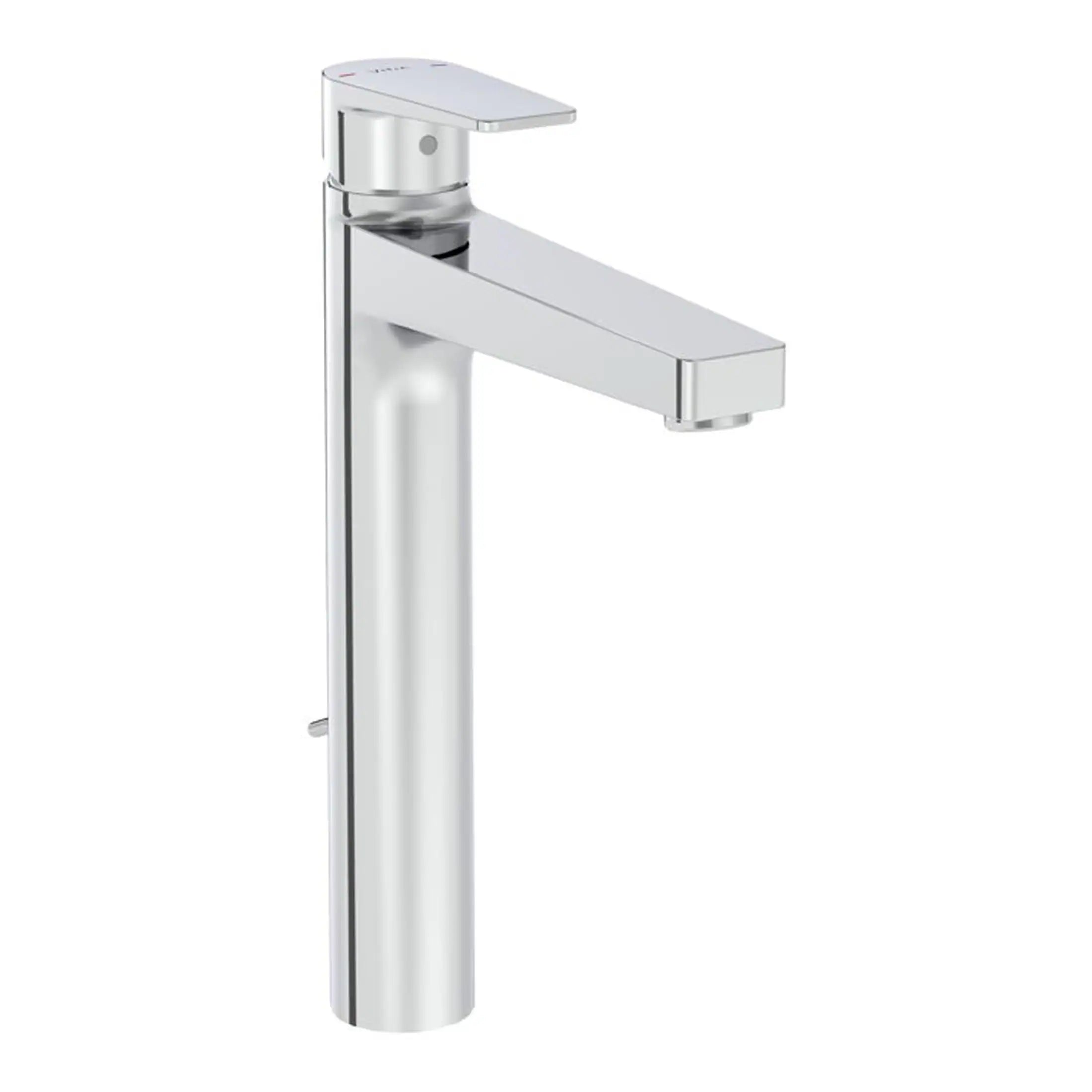 Sleek chrome bathroom tap with a modern rectangular spout, ideal for contemporary bathroom sinks, offering stylish design and reliable water flow for everyday use.