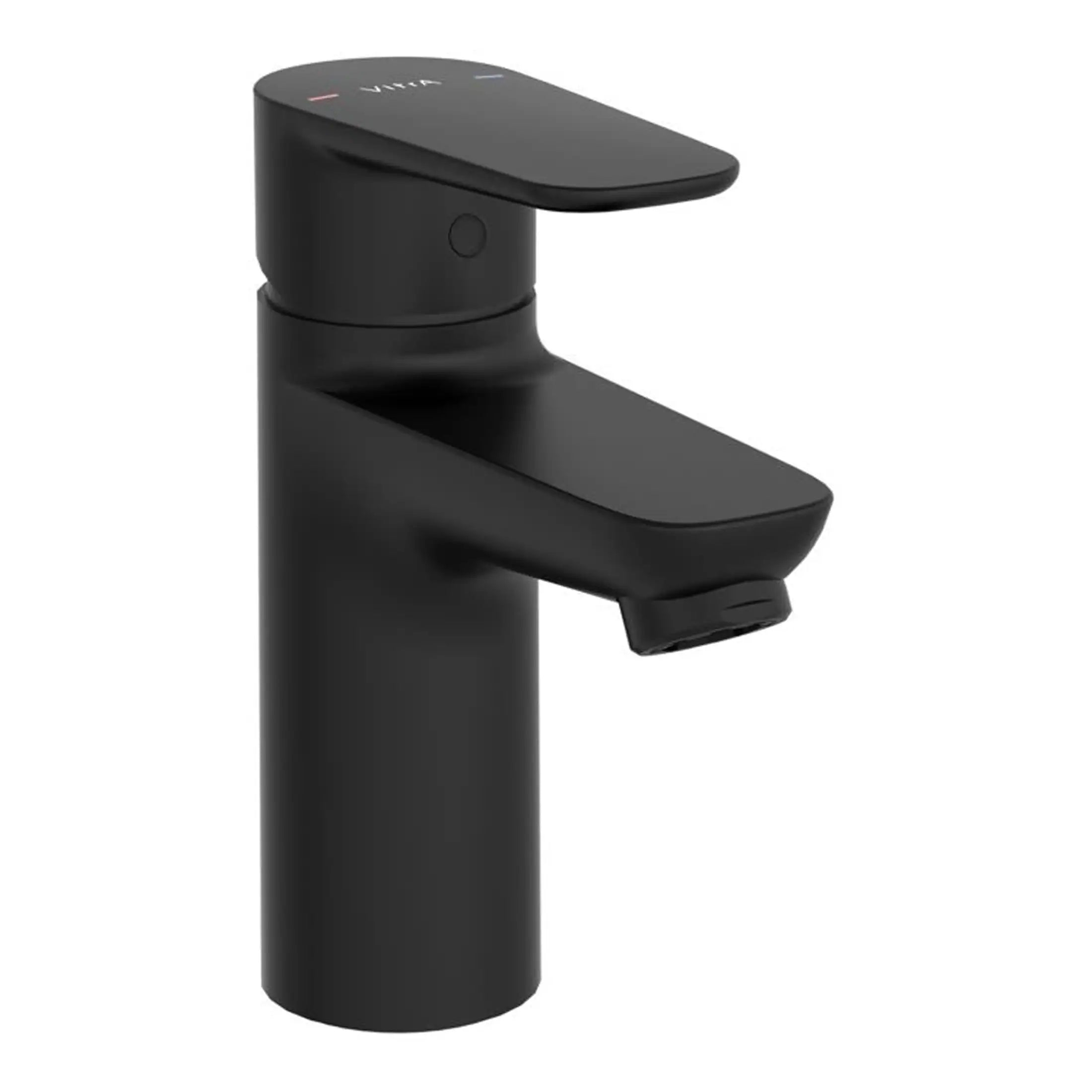 Sleek black bathroom faucet with modern design, featuring a single handle for temperature control, perfect for contemporary bathroom renovations.