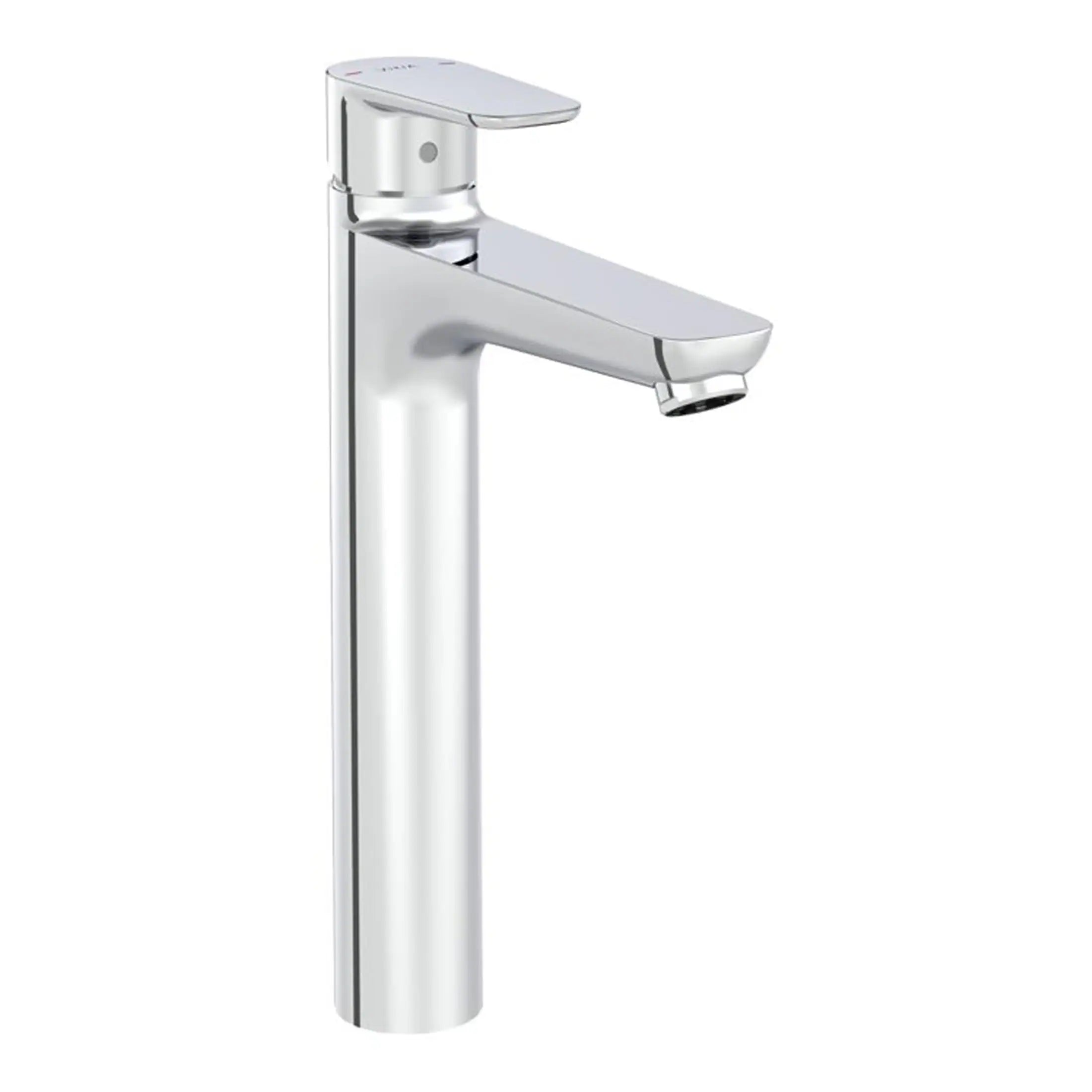 Brushed chrome bathroom sink faucet, modern single-handle washbasin tap, sleek contemporary bathroom fixture for stylish bathrooms and washrooms, Bubly Bathrooms UK.