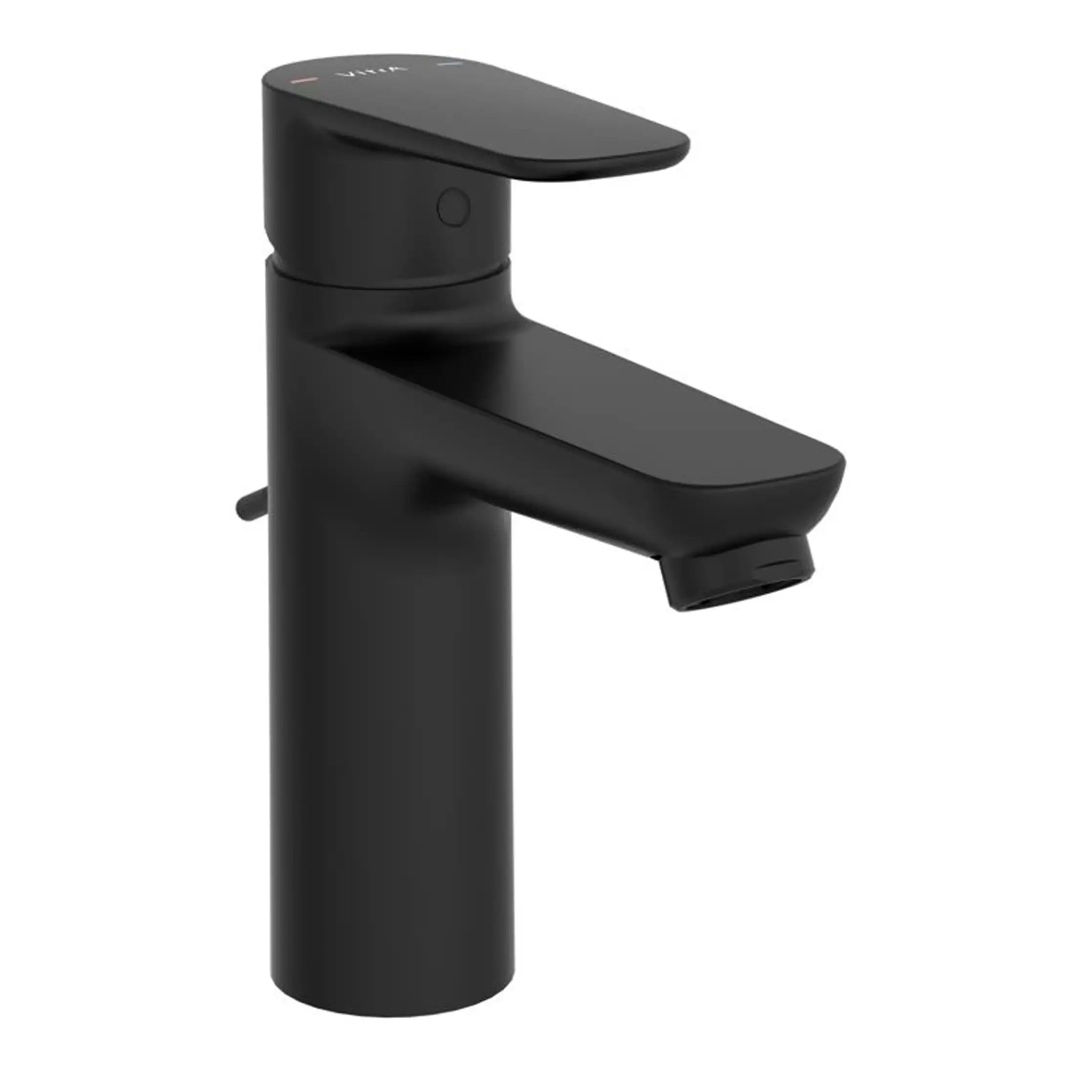 Sleek black matte bathroom basin mixer tap with modern design, perfect for contemporary bathrooms and washbasins, featuring ergonomic handle and sturdy construction.
