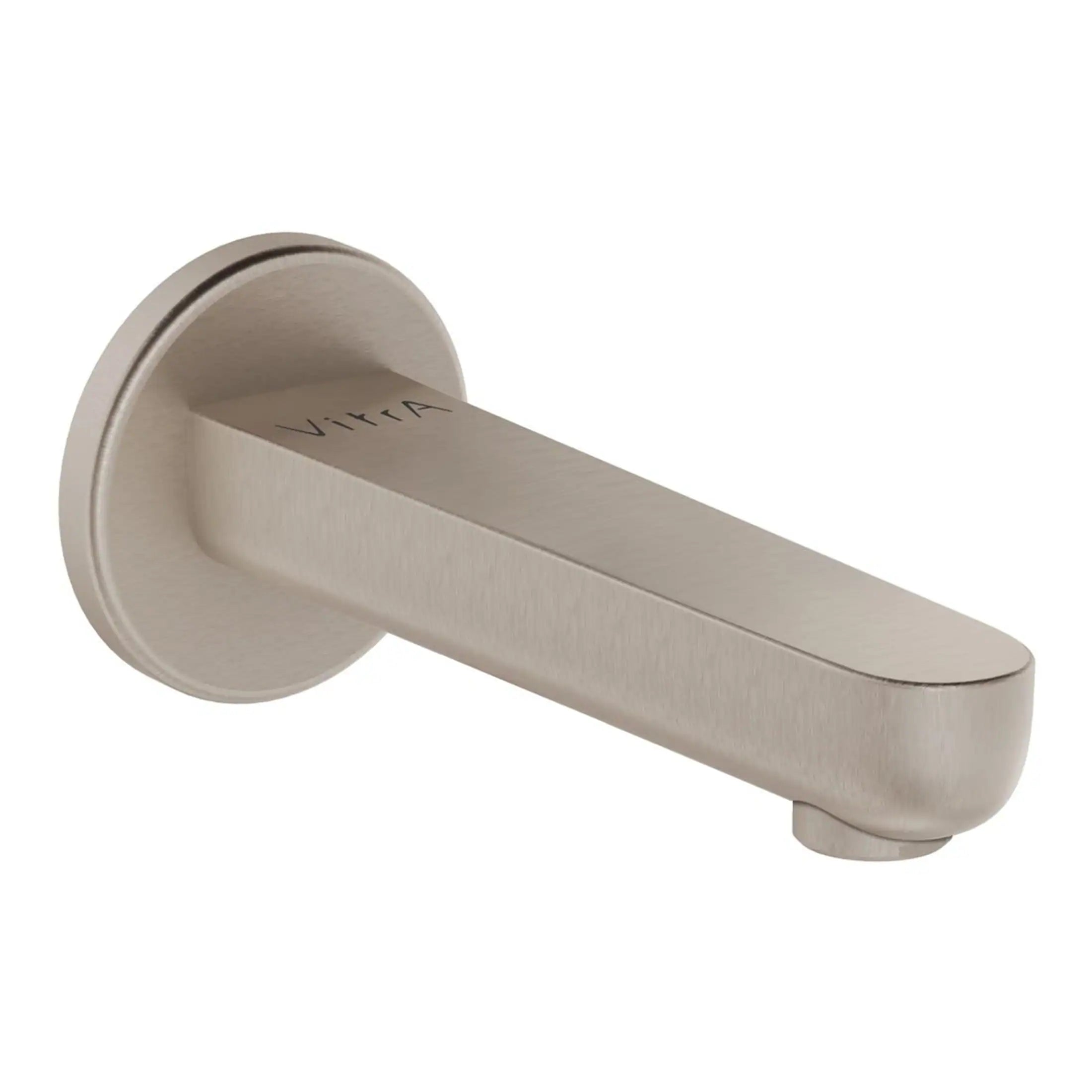 Sleek brushed nickel bathroom tap handle with modern design, ideal for contemporary bathrooms, featuring the "Vitra" branding for a luxury bathroom upgrade.