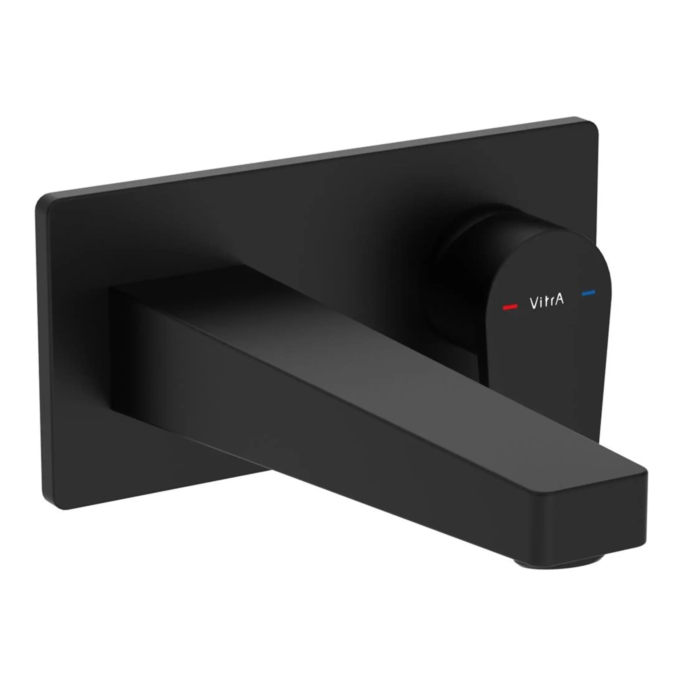 Black modern bathroom mixer tap with temperature control knob, sleek design, suitable for contemporary bathroom sinks. Perfect for stylish, functional bathroom updates.