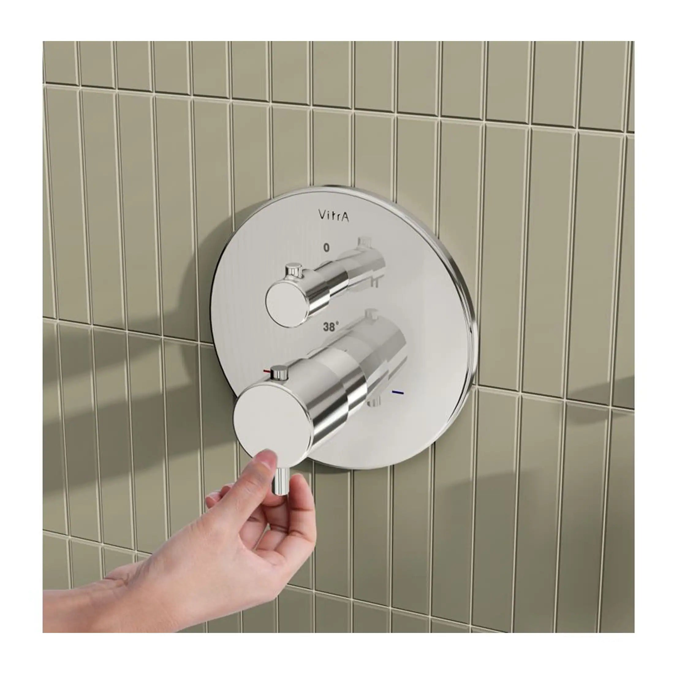Sleek modern bathroom thermostatic shower control with chrome finish, wall-mounted mixer for precise temperature adjustment, perfect for luxury Bubly Bathrooms installations.