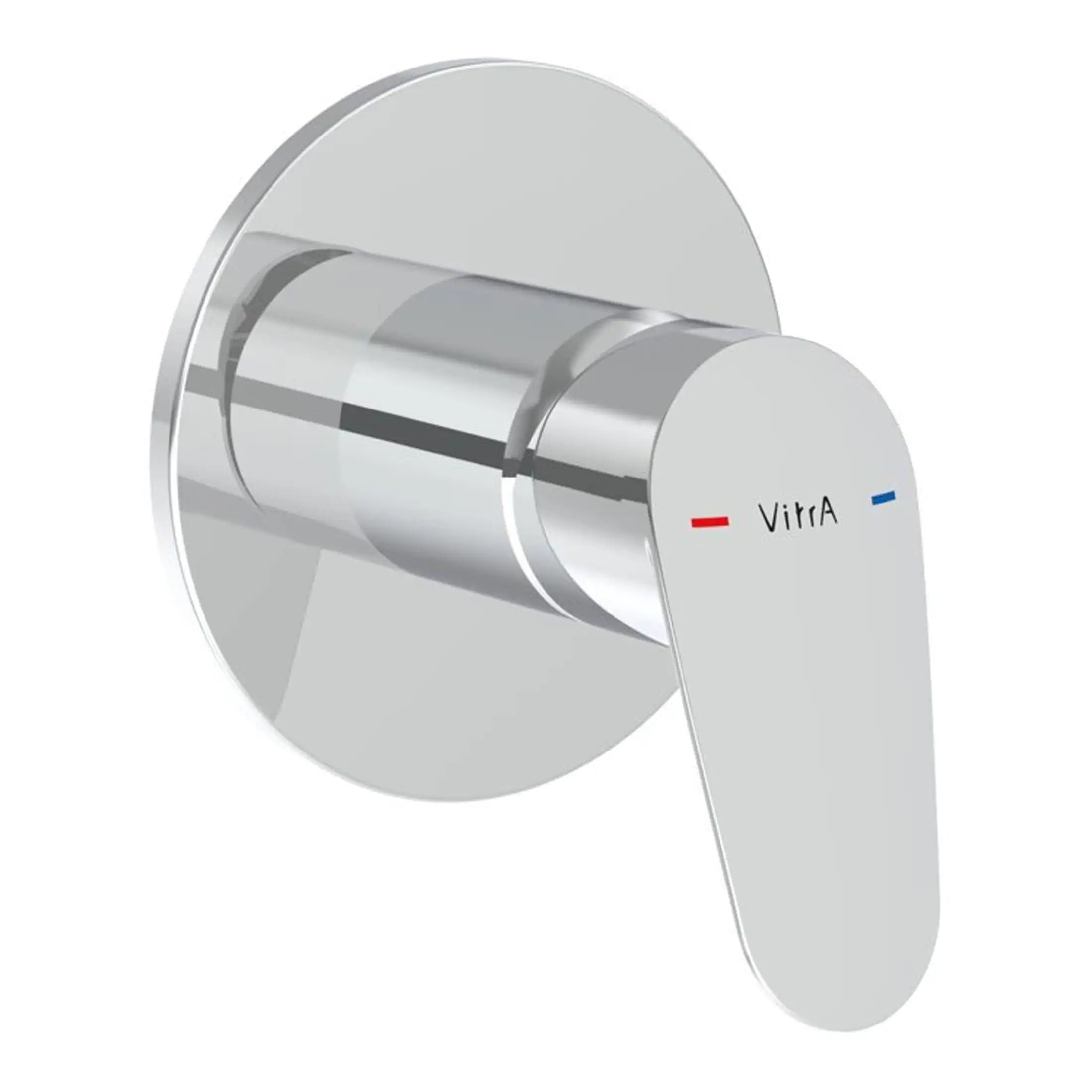 Shower mixer tap in chrome finish with easy-to-use lever controls for thermostatic water temperature adjustment. Suitable for modern bathroom installations.