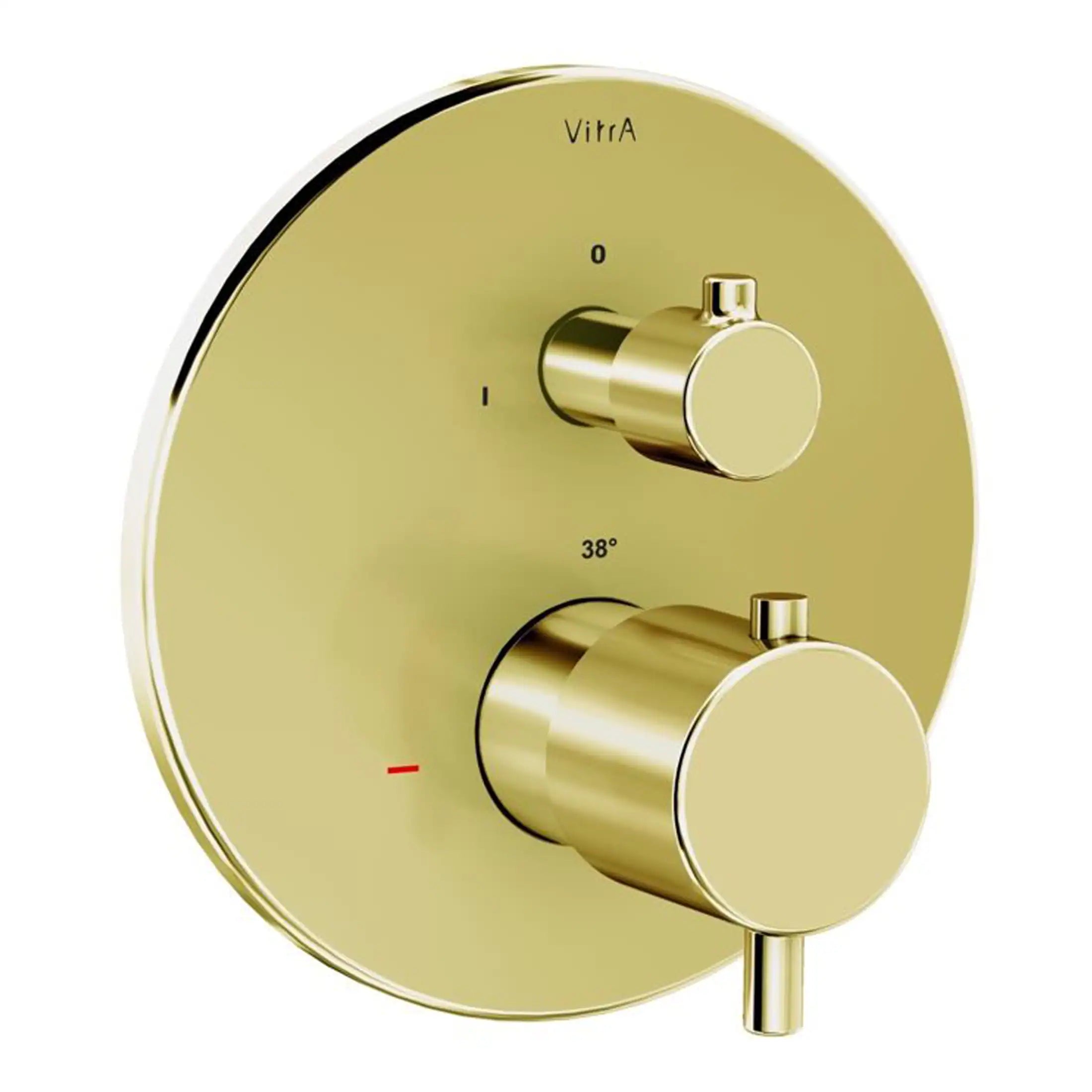 Sleek gold thermostat valve for modern bathroom radiators and towel rails, featuring adjustable temperature control and precise dials for efficient heating management.