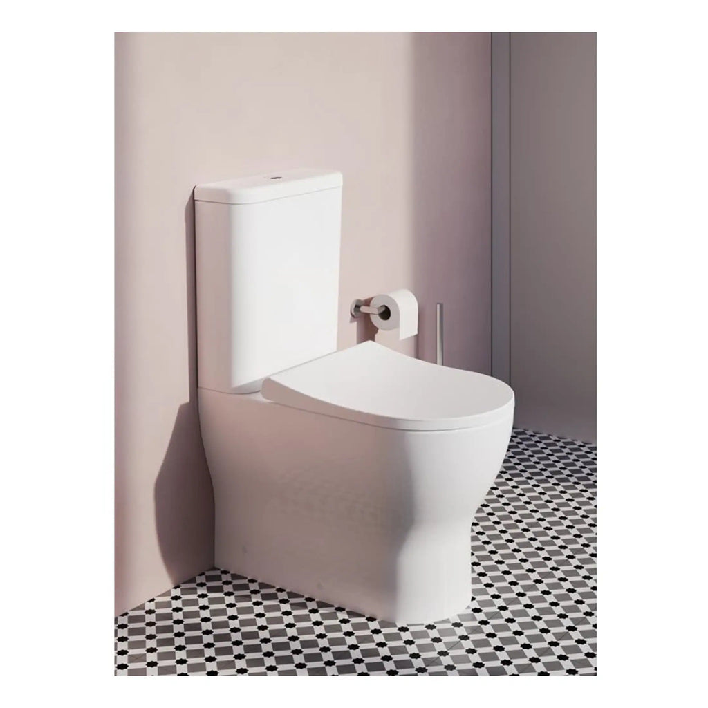 Toilet with modern design featuring a wall-hung cistern and contemporary style, ideal for stylish bathrooms. Perfect for bathroom renovations, combining functionality with elegant aesthetics.