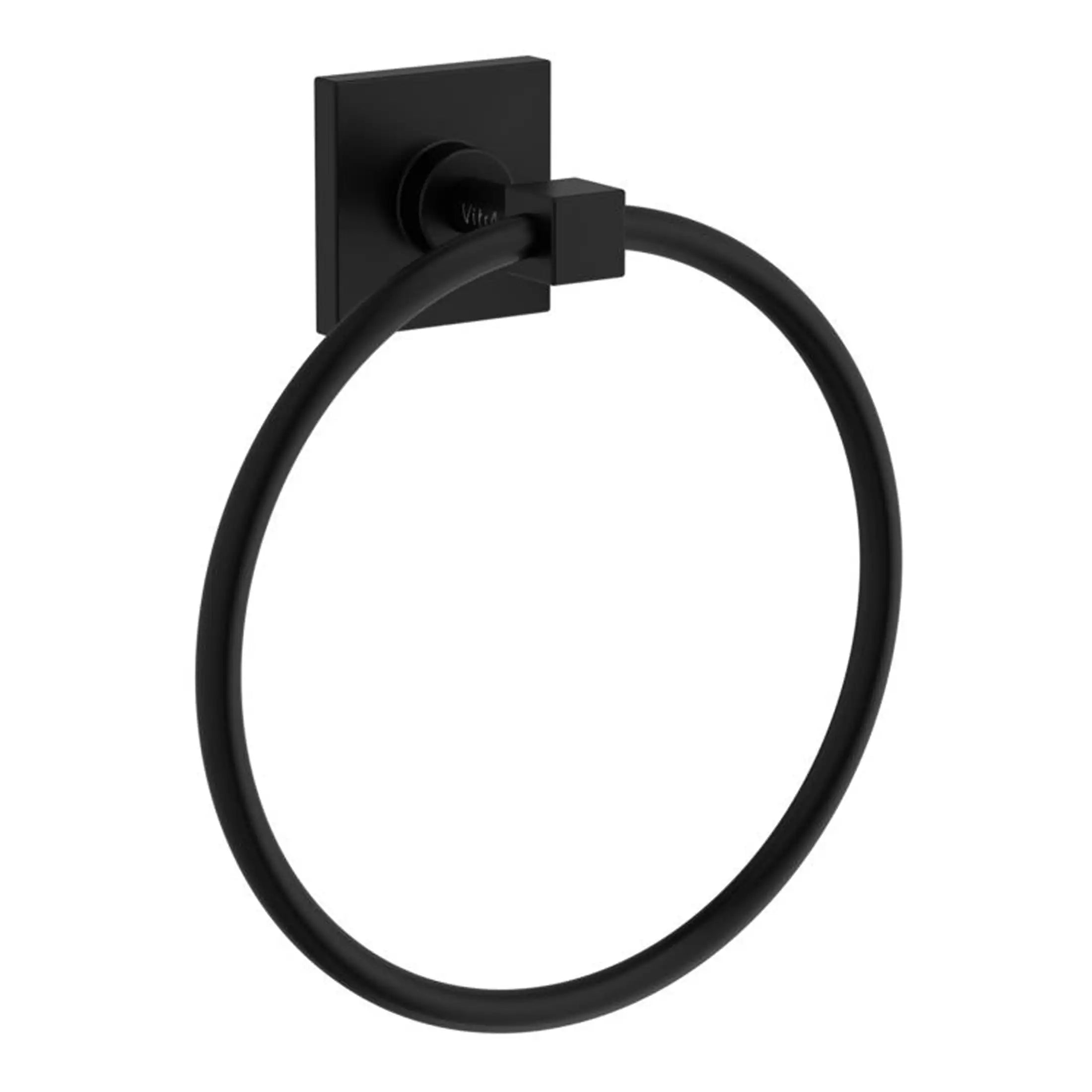 Elegant black bathroom towel ring mounted on a wall for modern bathroom decor, featuring sleek matte finish and sturdy design, perfect for stylish towel storage.